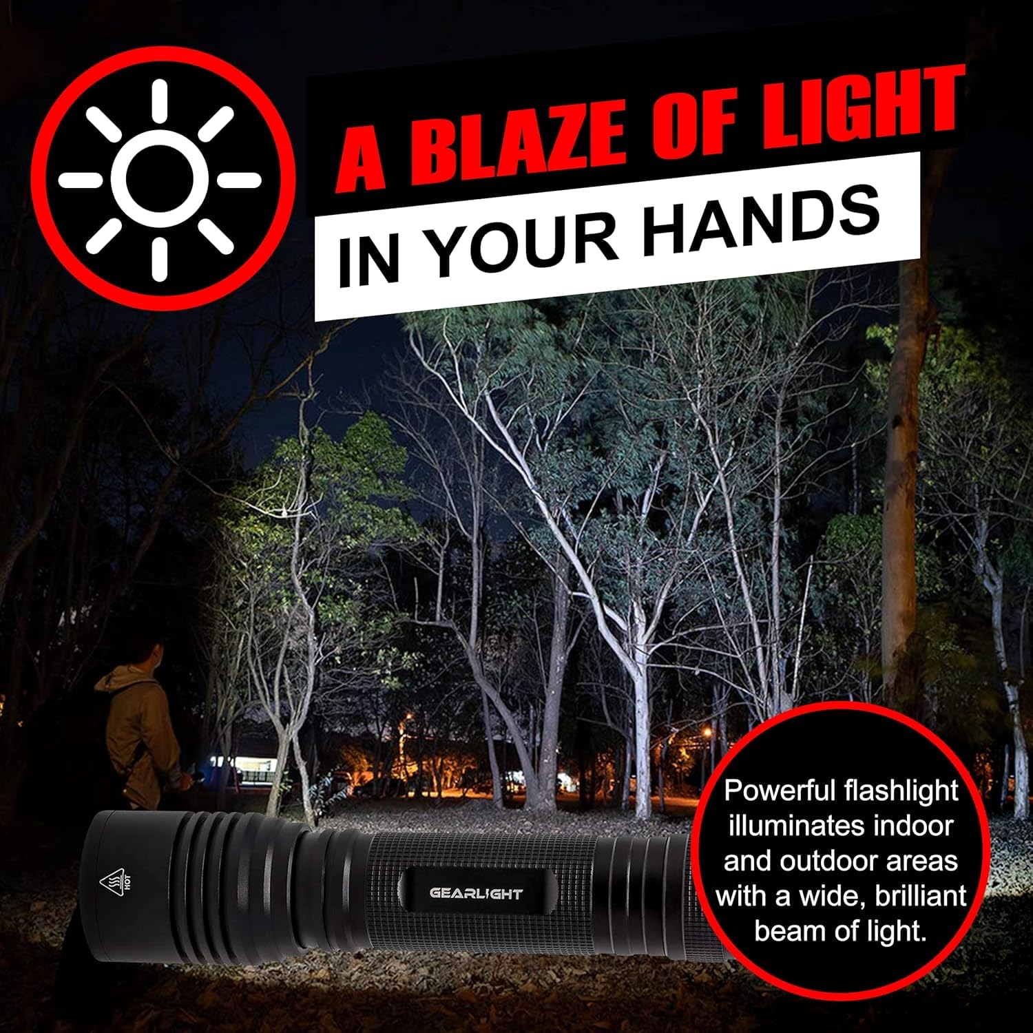 GearLight S2000 LED Flashlight - Super Bright Tactical Light, Mid-Size, Aluminum, 1 Pack (Batteries Not Included)