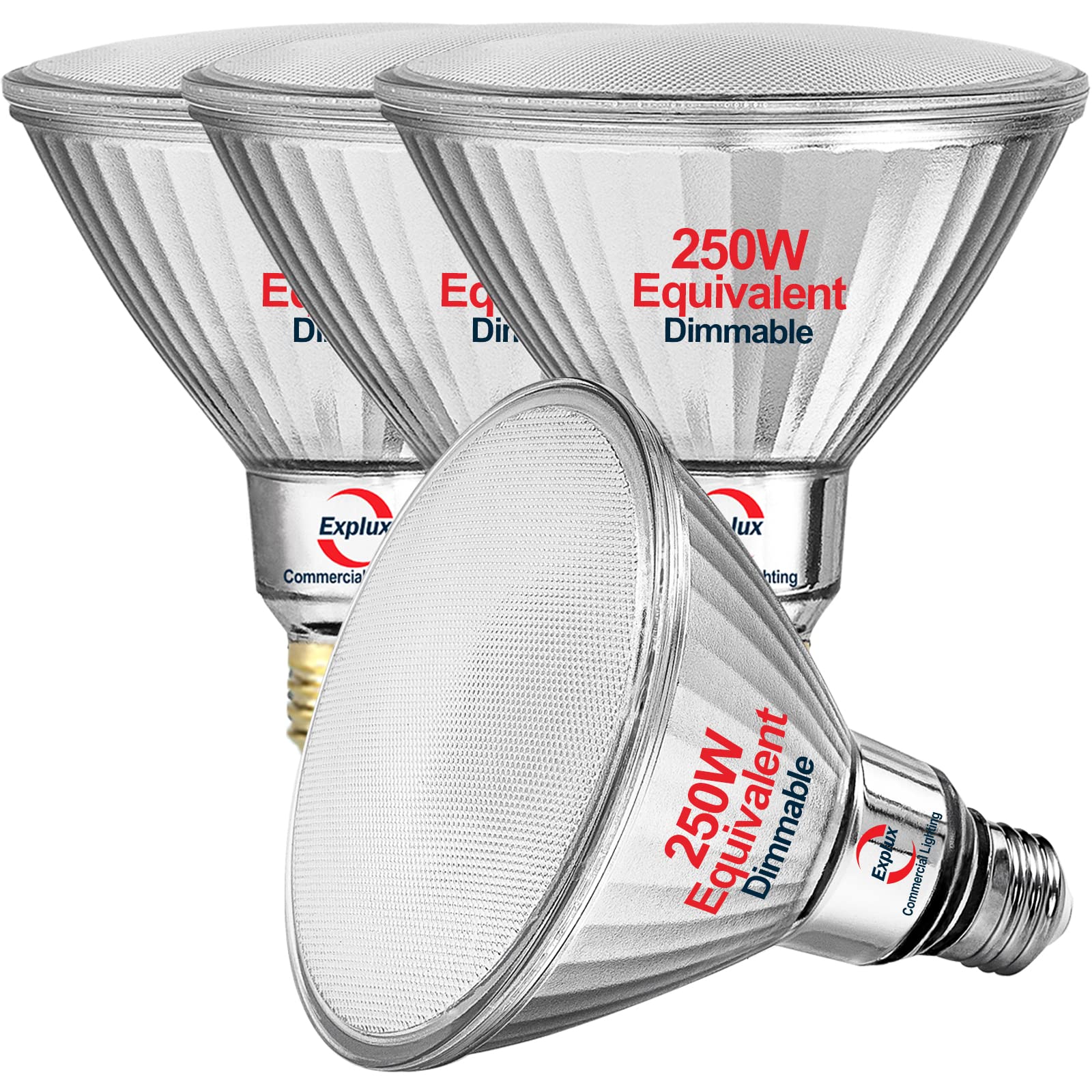 Explux 250 Watt Equivalent Par38 Led Flood Light Bulbs, Super Bright 3200 Lumens, Dimmable, Full-Glass Outdoor Waterproof & Anti