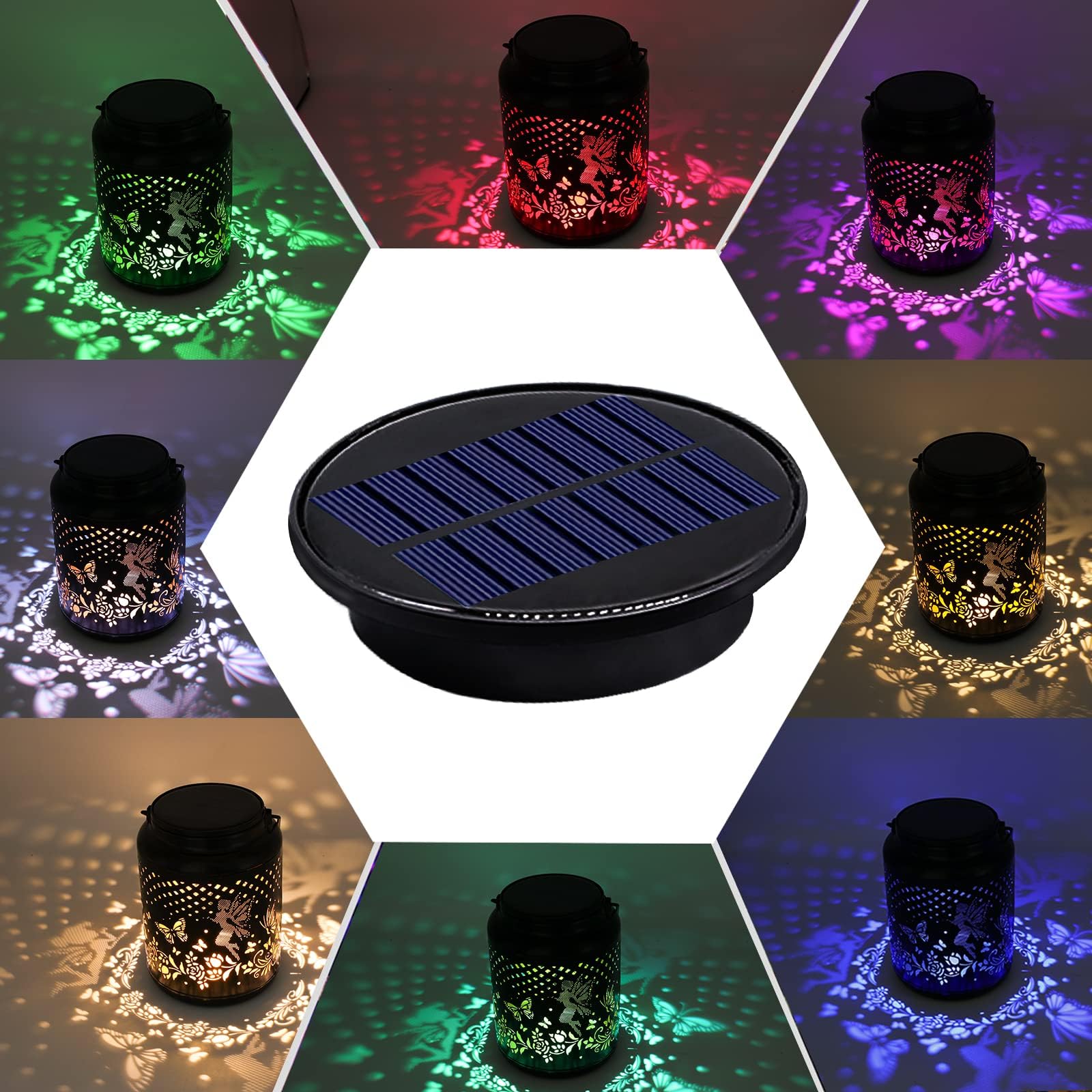 Znycye Upgraded Replacement Solar Light Parts(Top Size 3.66 In), 4 Pack 8 Colors Solar Replacement Top Parts Lantern Lids For Ga