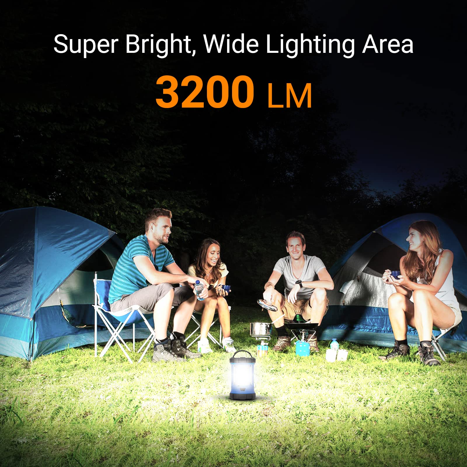 CT CAPETRONIX Camping Lantern 3200LM LED Rechargeable 4600mAh Charger, 5 Light Modes, Royal Blue, Model HW0YY05