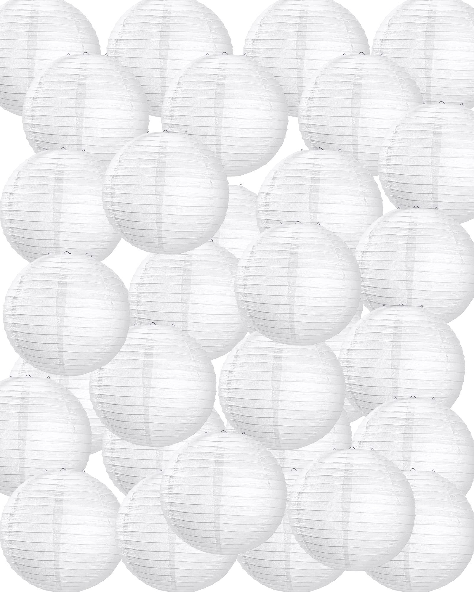 Treela 30 Pack White Chinese Japanese Paper Lanterns Decorative Hanging Ball Lanterns Round Paper Lantern Lamps For Wedding Birthday Party Home Decorations(6 Inch)