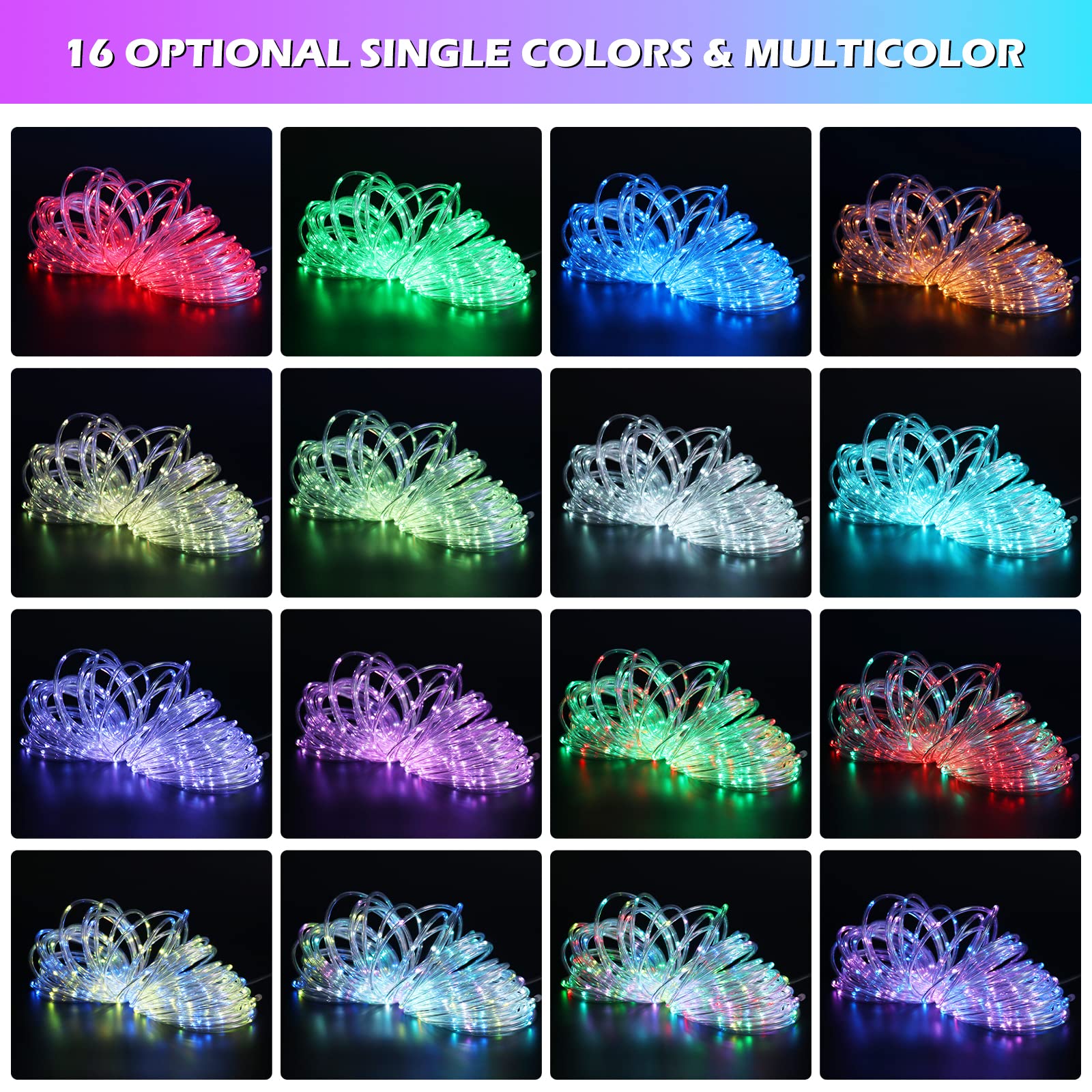 Surled 164Ft Color Changing Led Rope Lights, Waterproof String Lights With Remote, 16 Colors