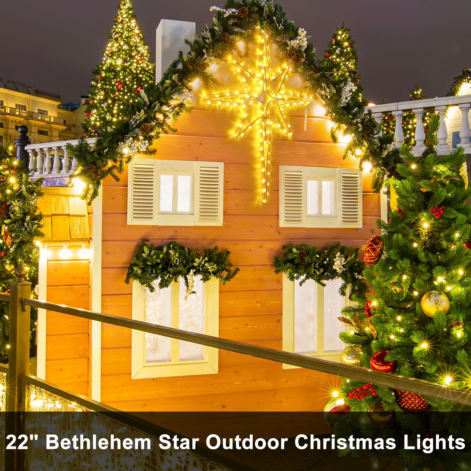 22'' Bethlehem Star Outdoor Christmas Lights 90 Leds Christmas Tree Lights Hanging Lights Mains Powered Polaris Christmas Decora