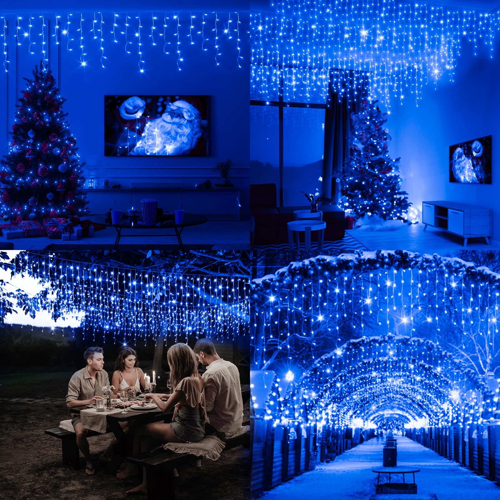 Jxledayy Christmas Lights 640 Led 65 Ft Christmas Lights Outdoor With 120 Drops Plug In 8 Modes Christmas Decorations Curtain Fa