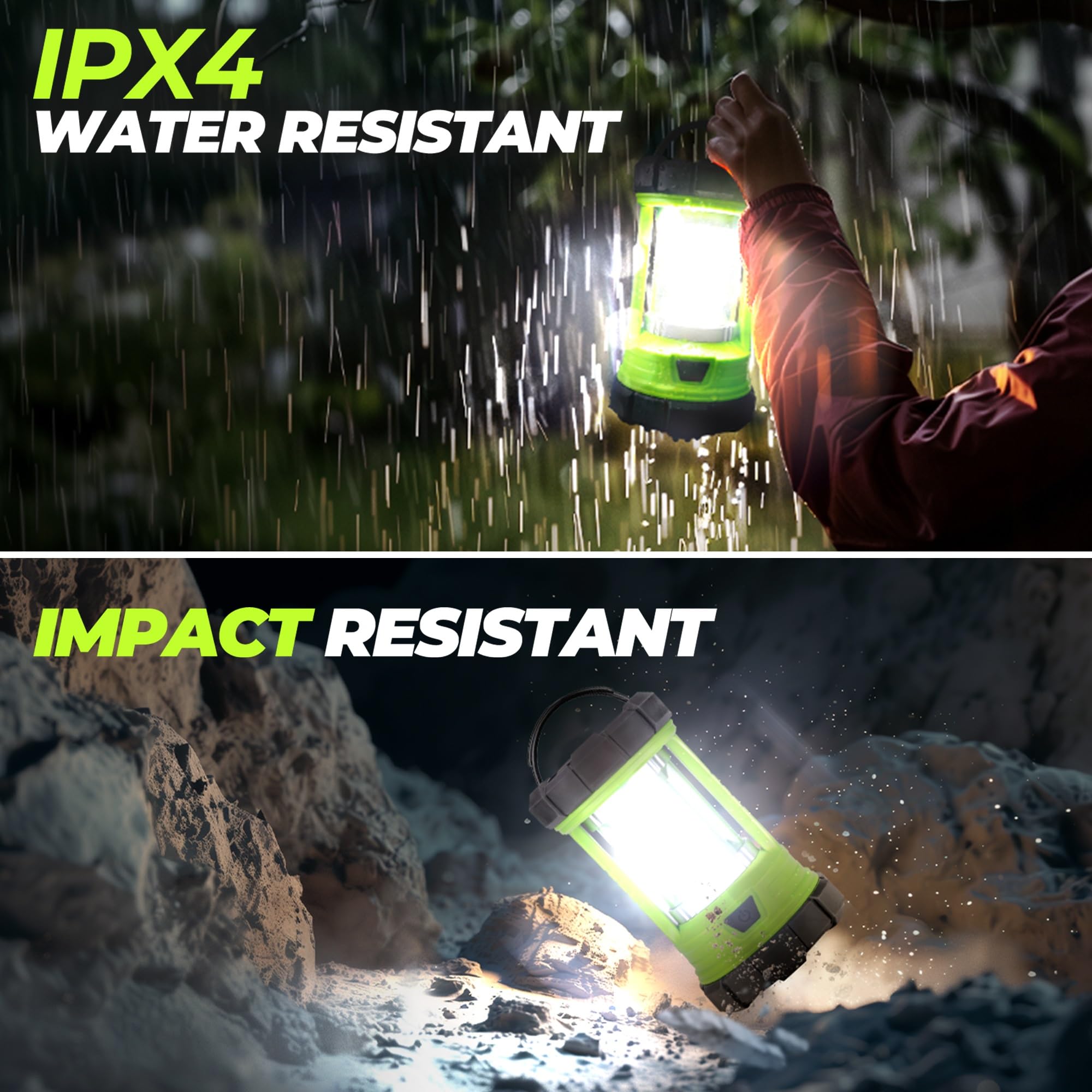 Camping Lantern 3000LM, LED Lanterns for Power Outages with 4400mAh Phone Charger, Impact-Resistant Rechargeable Lantern, 5 Ligh