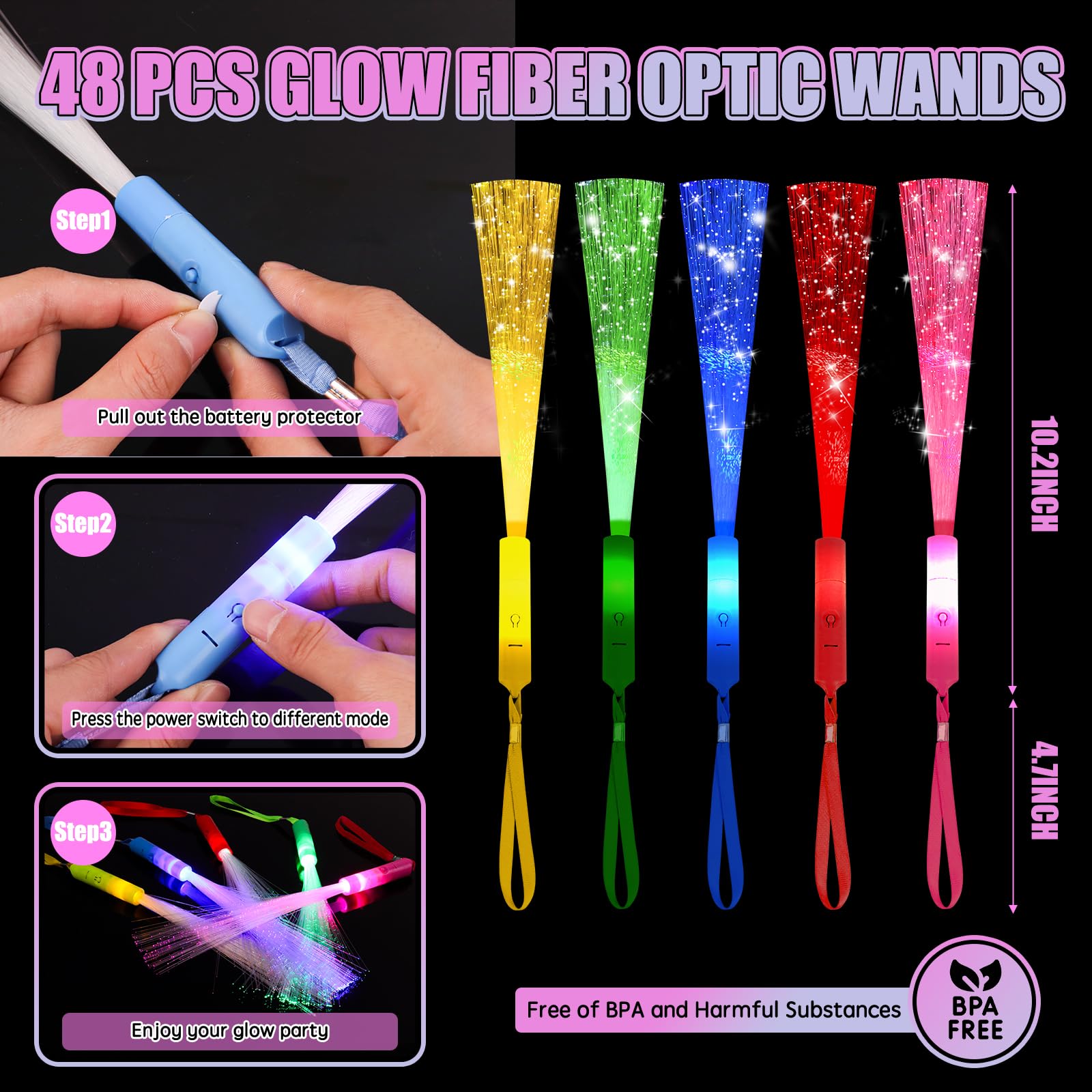 30Pcs Fiber Optic Wand Glow Sticks  Led Light Up Wand  Glow In The Dark Party Supplies  Light Up Party Favors  Fiber Optic Lights  Glow Flashing Light Sticks For Neon Party Decorations  Chirstmas