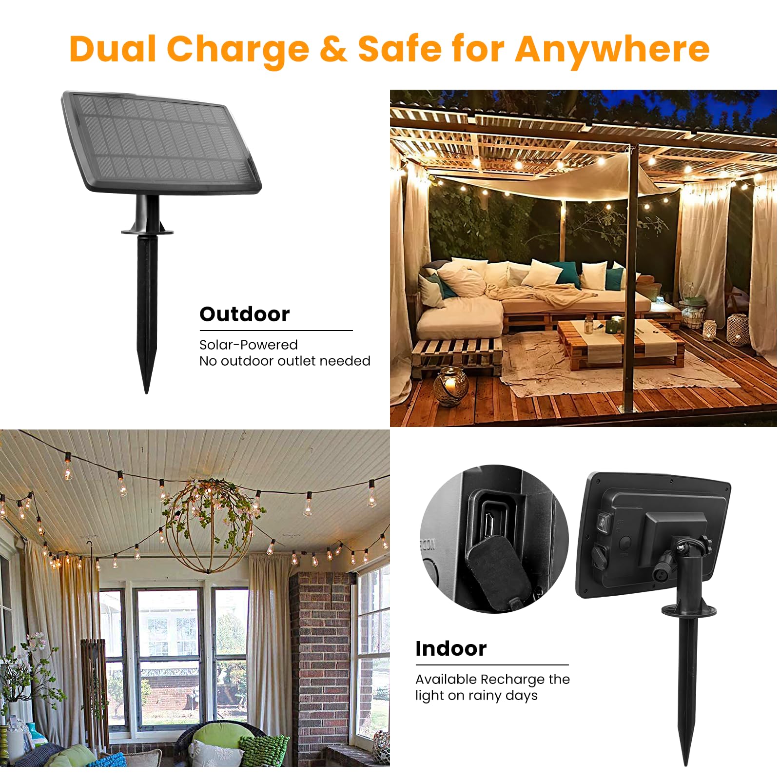 Bdrofn 300Ft Solar String Lights Outdoor Waterproof, Solar Patio Lights With Remote Control & 90+5 Dimmable St38 Edison Bulbs Sh