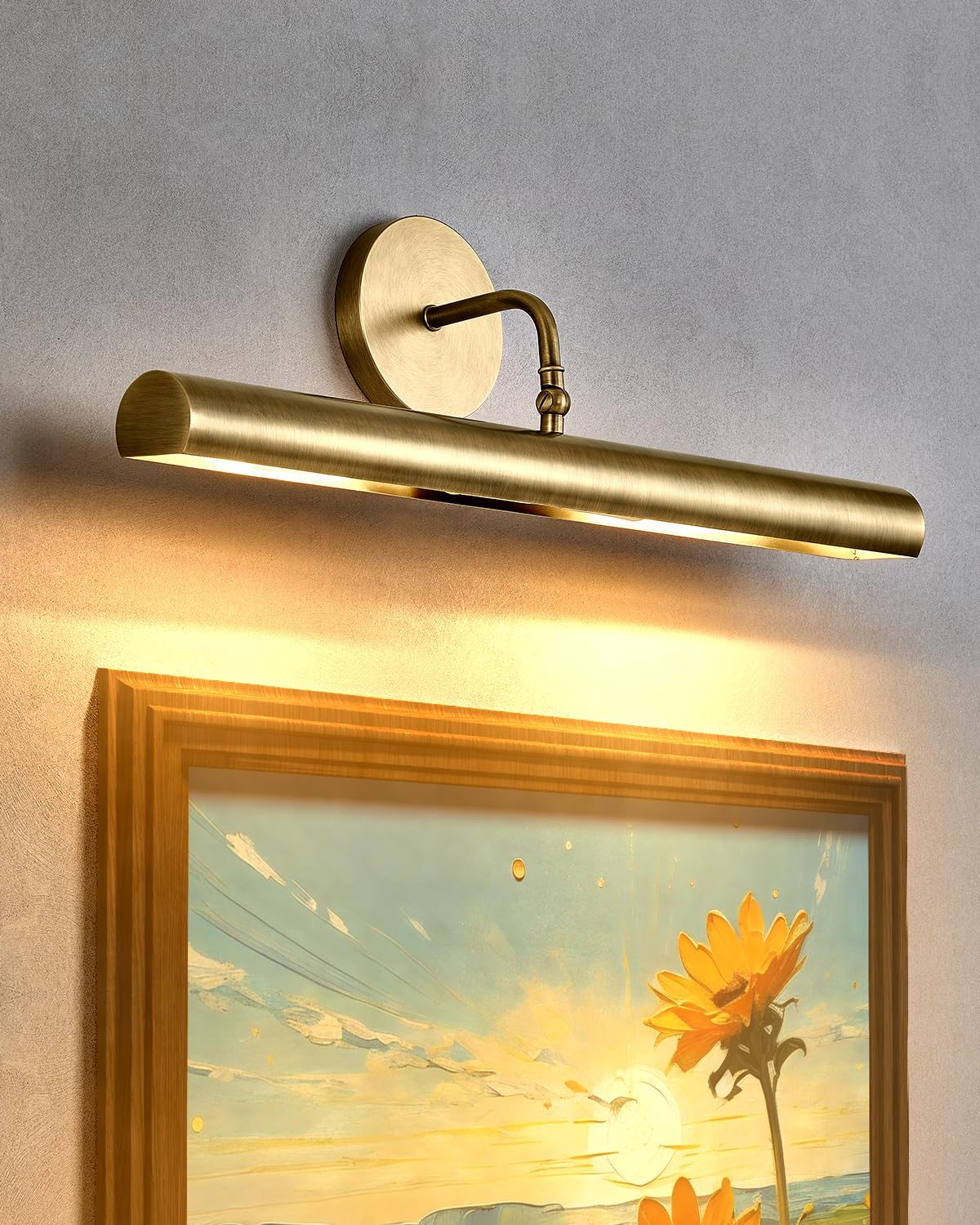 XANSO Picture Lights for Wall,30 in Brass Artwork Display Lamp,Rotatable 180Gold Art Light Hardwired Artwork Display Lamp Pictur
