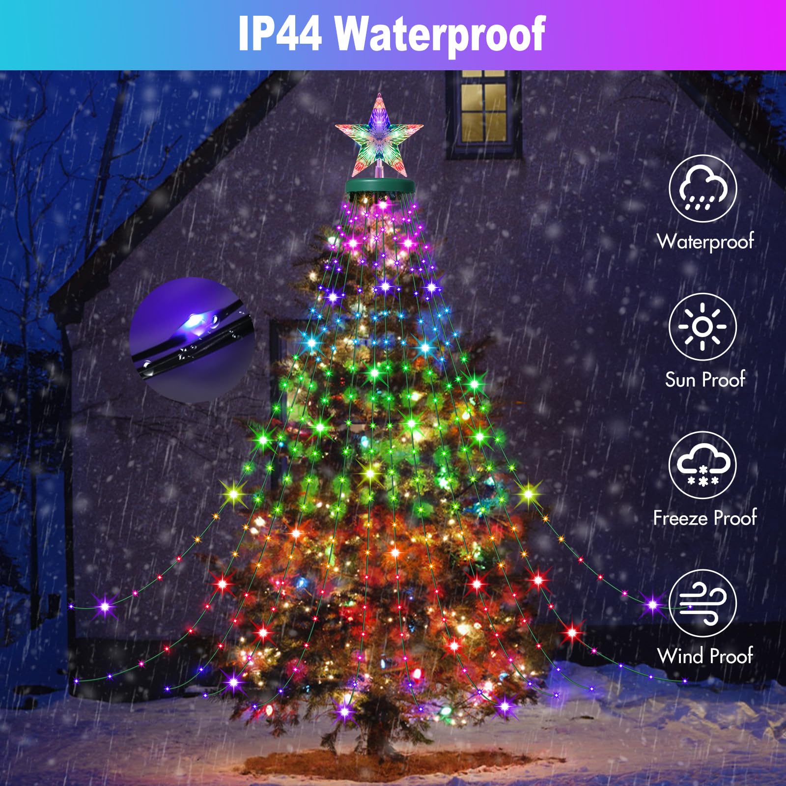 Forlivese Smart Christmas Tree String Lights, 330 LED Multicolor, APP & Remote Control, Waterproof, Model SW-LSL-02-400