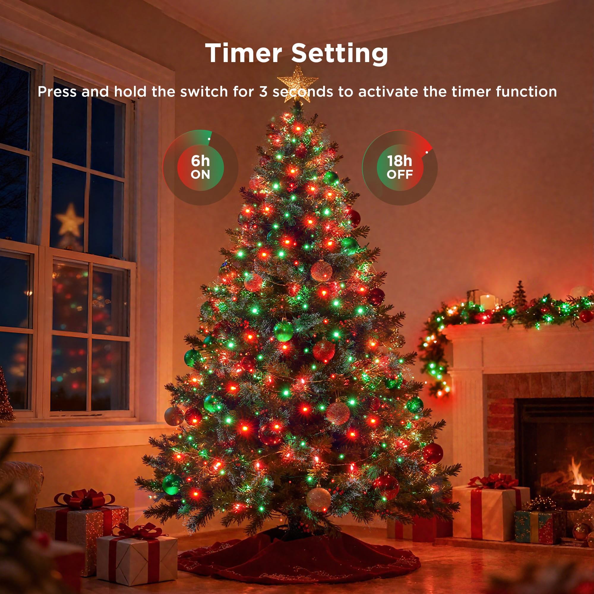 Blctec Christmas Lights Indoor Outdoor 300 Led 108Ft Ul Certified Christmas Tree Lights With 8 Modes  Waterproof  Timer  End To End Connectable String Light For Trees  Patio Xmas Decor  Red Green