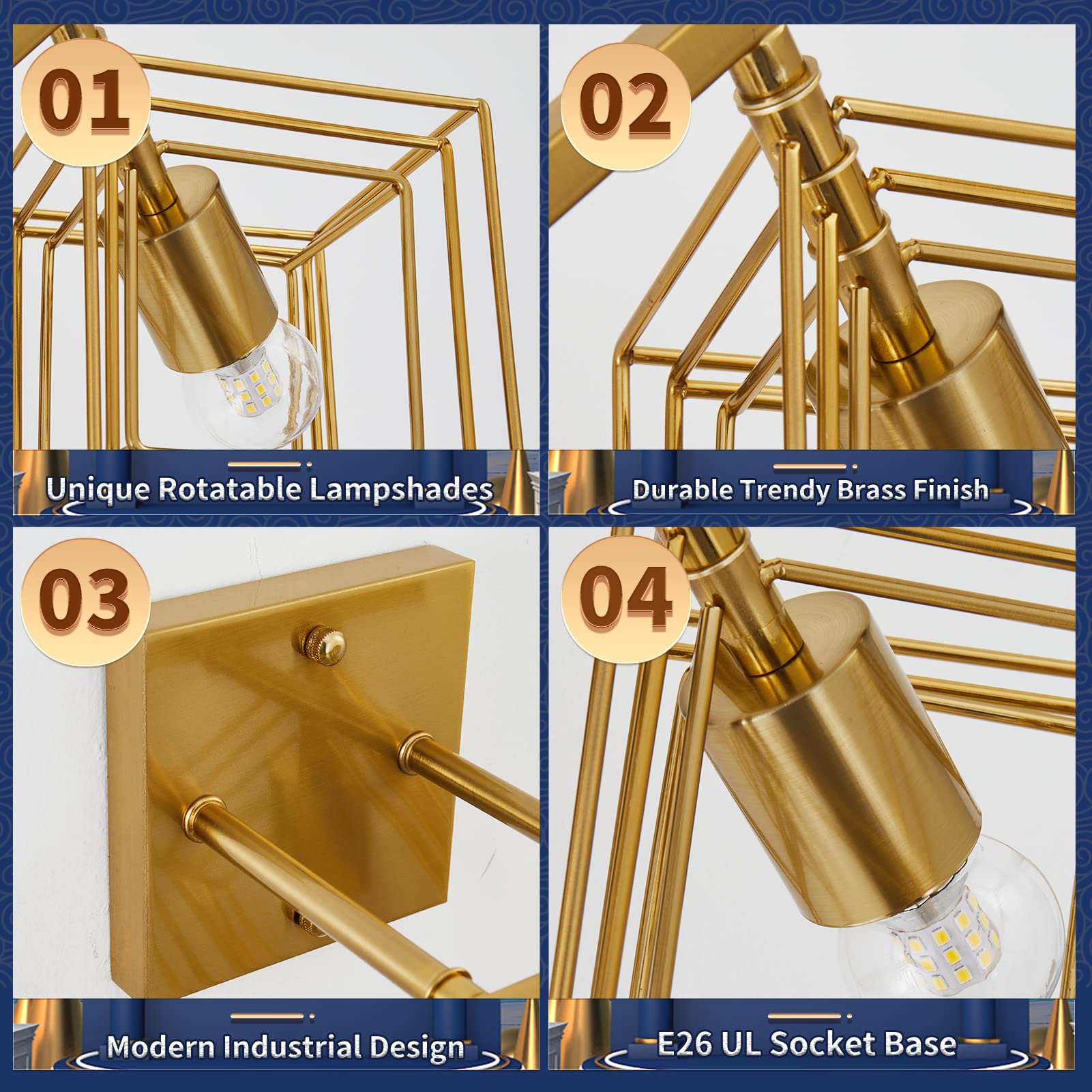 Behiya Bathroom Vanity Light With 2 Bulbs Bathroom Light Fixtures Over Mirror With Rotatable 2 Cube Shades Modern Wall Mounted B