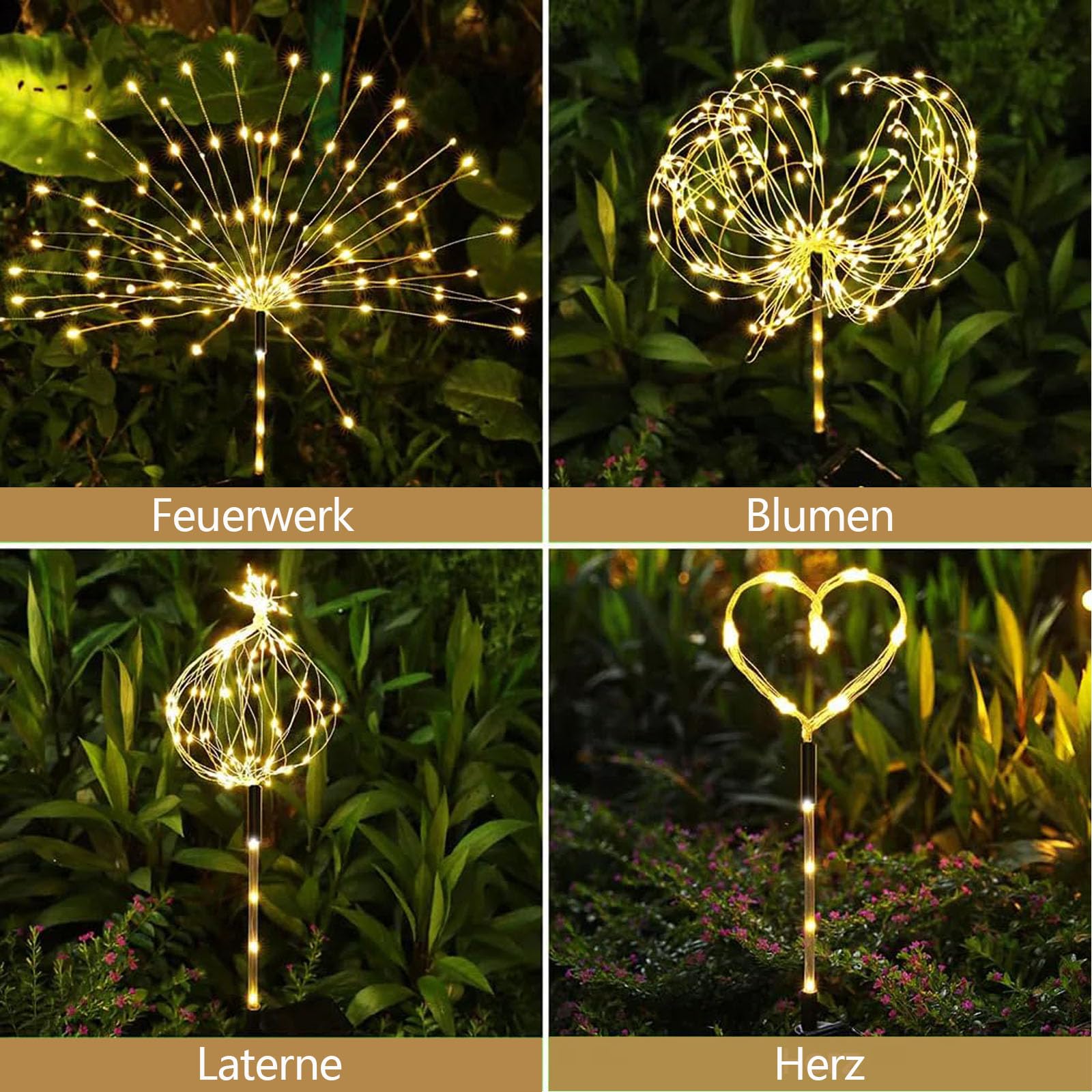 Colcutee 2 Pack Solar Firework Lights 150 Led Create Magical Nights, Waterproof Starburst Fairy Lights For Garden Yard Patio Chr