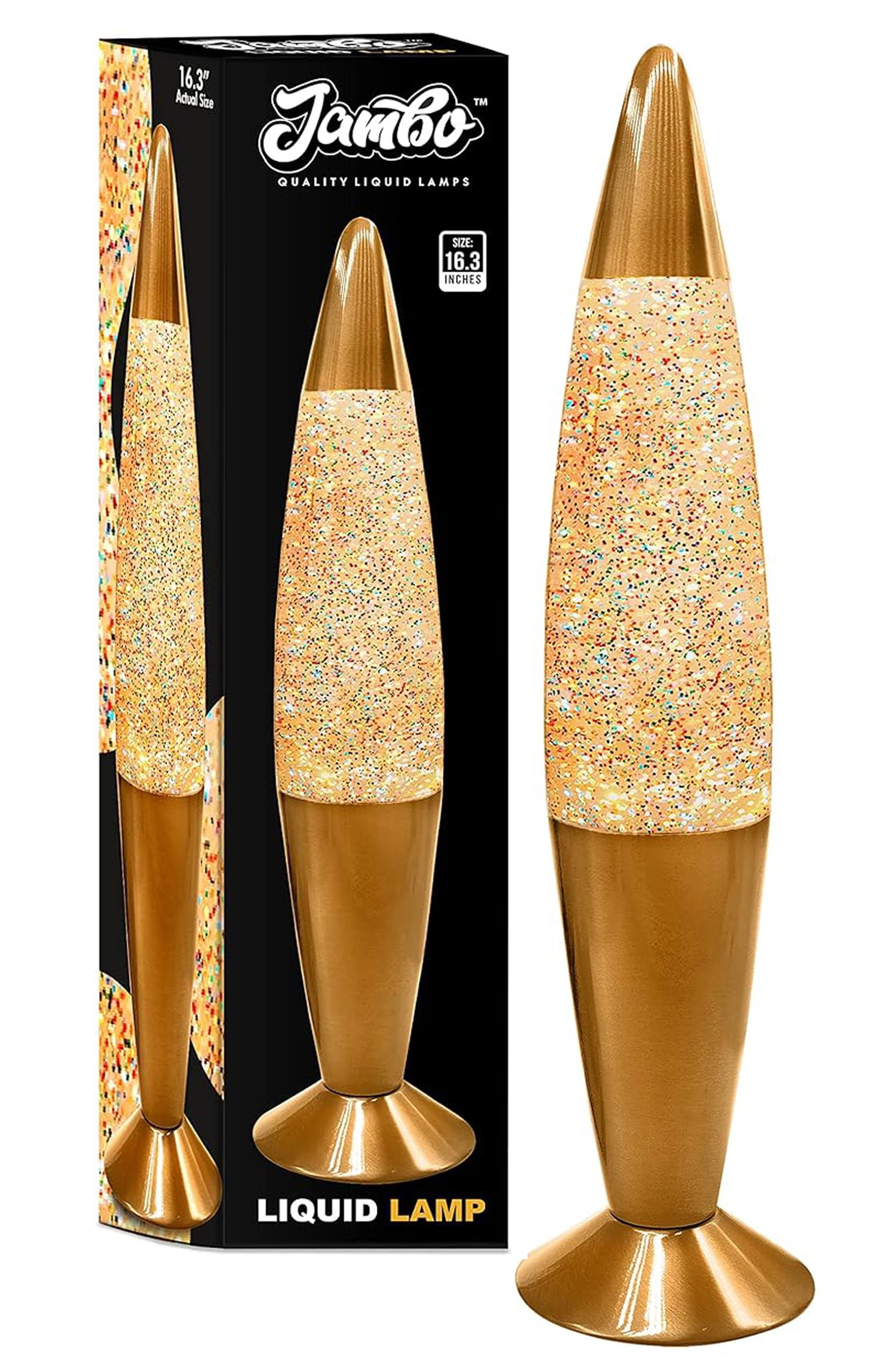 Jambo Rainbow Glitter Liquid Lamp - 16-Inch Aluminum Model 55000, Perfect for Kids and mature-themeds, Holiday Gift
