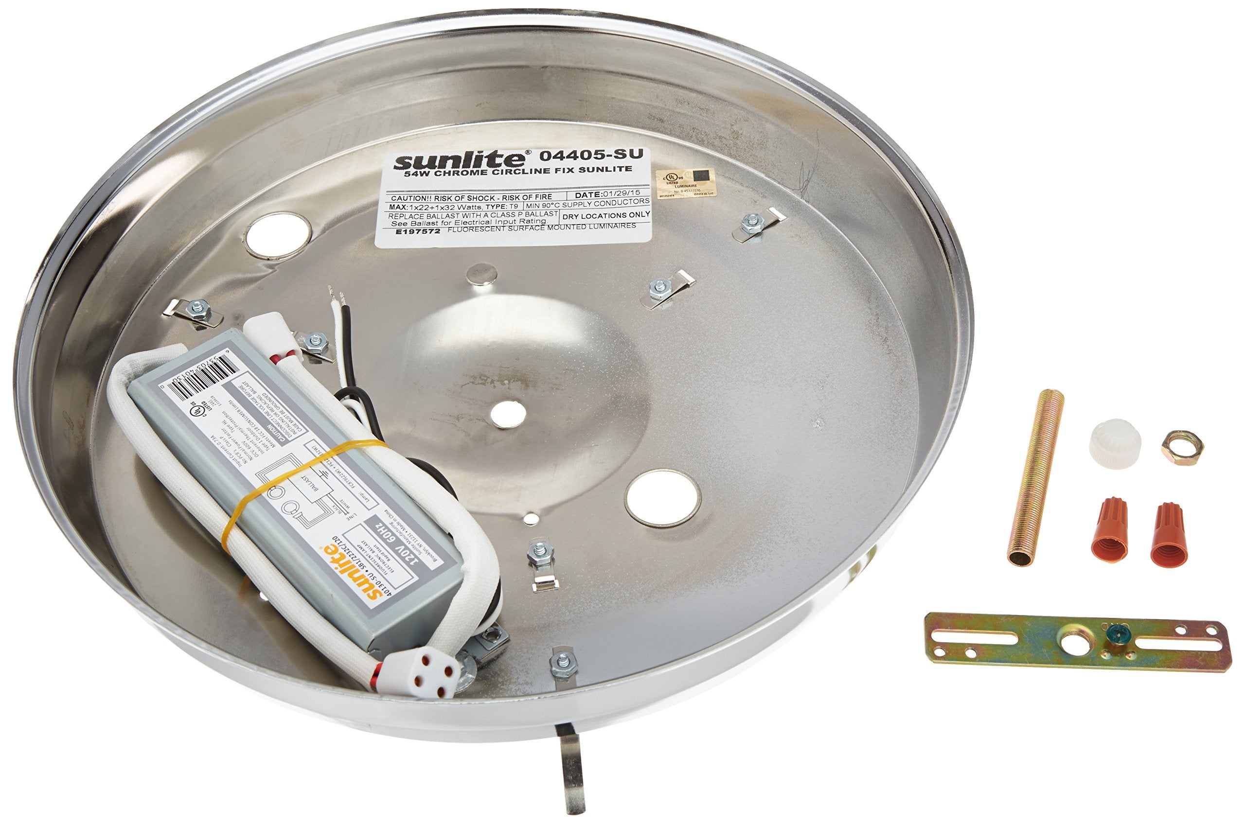 Sunlite 54CR Ceiling Fixture, 2-Light, 12-Inch, Chrome Finish, Metal