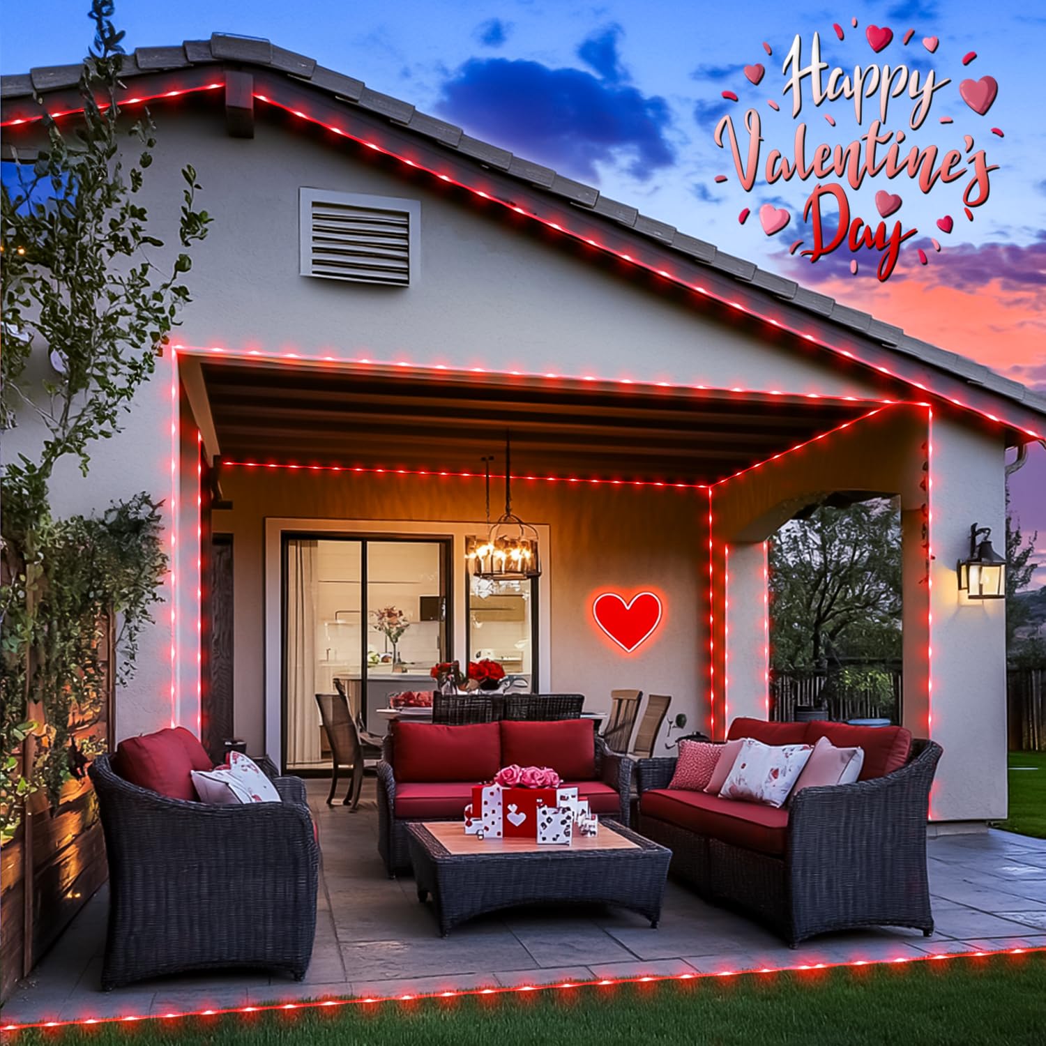 Jmexsuss 200 Led Red Rope Lights For Valentines, Red Christmas Lights Indoor Outdoor Waterproof, 66 Ft Valentines String Lights Plug In For Bedroom Christmas Tree Porch Garden Decoration