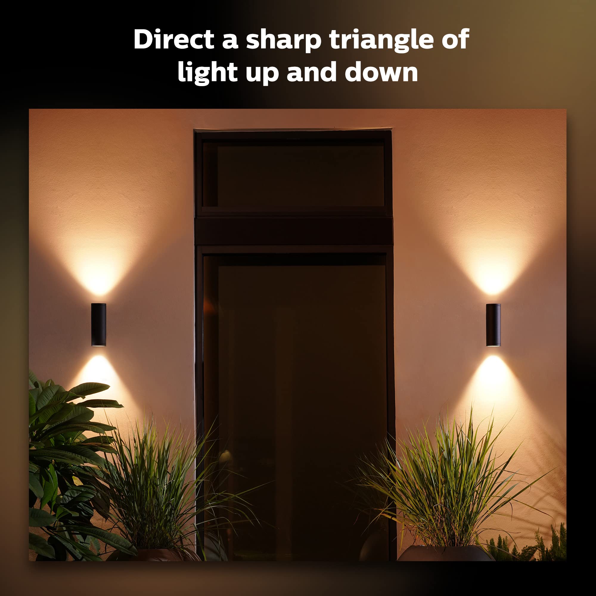 Philips Hue Appear Outdoor Smart Wall Light - Black - LED Color-Changing - 1 Pack - Requires Hue Bridge - Weatherproof - Model 1746330V7