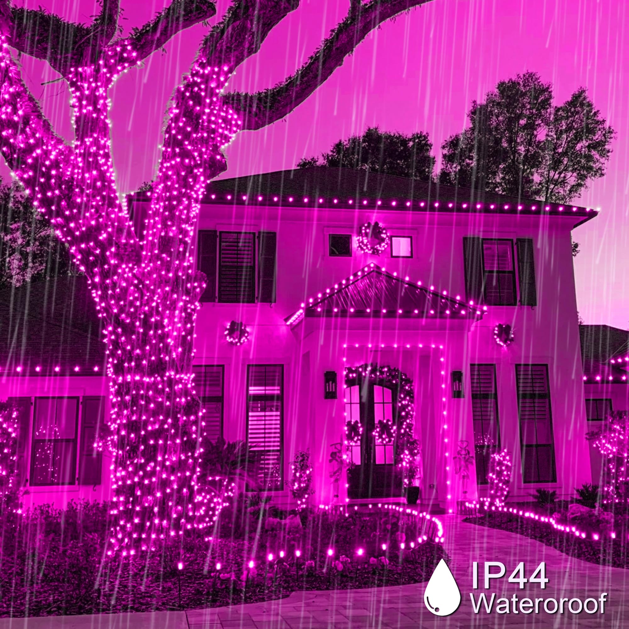 weillsnow 164FT Pink Halloween String Lights, 500 LED, Waterproof, 8 Modes Fairy Lights for Party, Wedding, Garden Decor