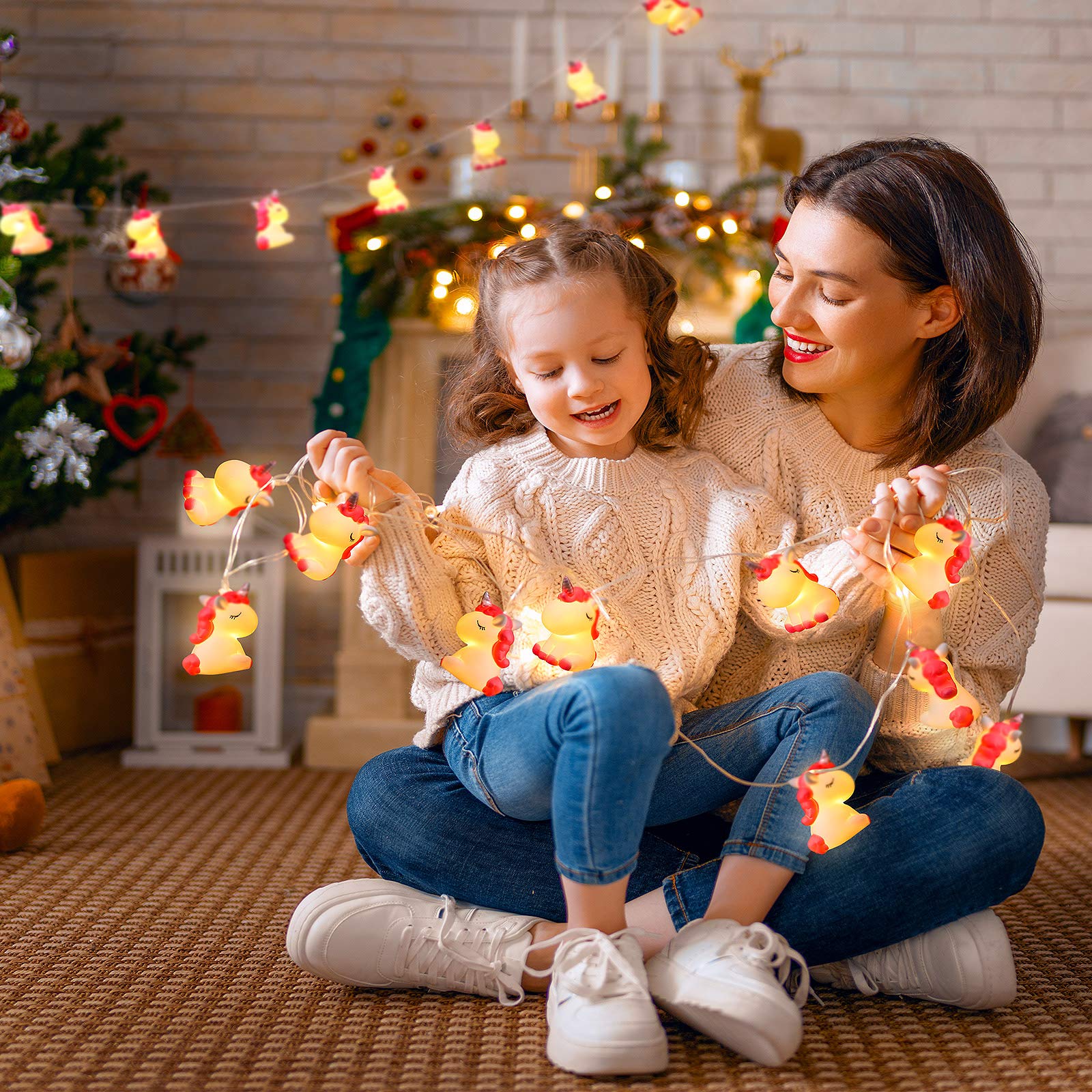Acelist 20 Led Unicorn String Lights For Holiday Lights Wall Window Tree Decorative Lights Party Yard& Garden Kids Bedroom Children'S Room Living-Room Dorm Decor