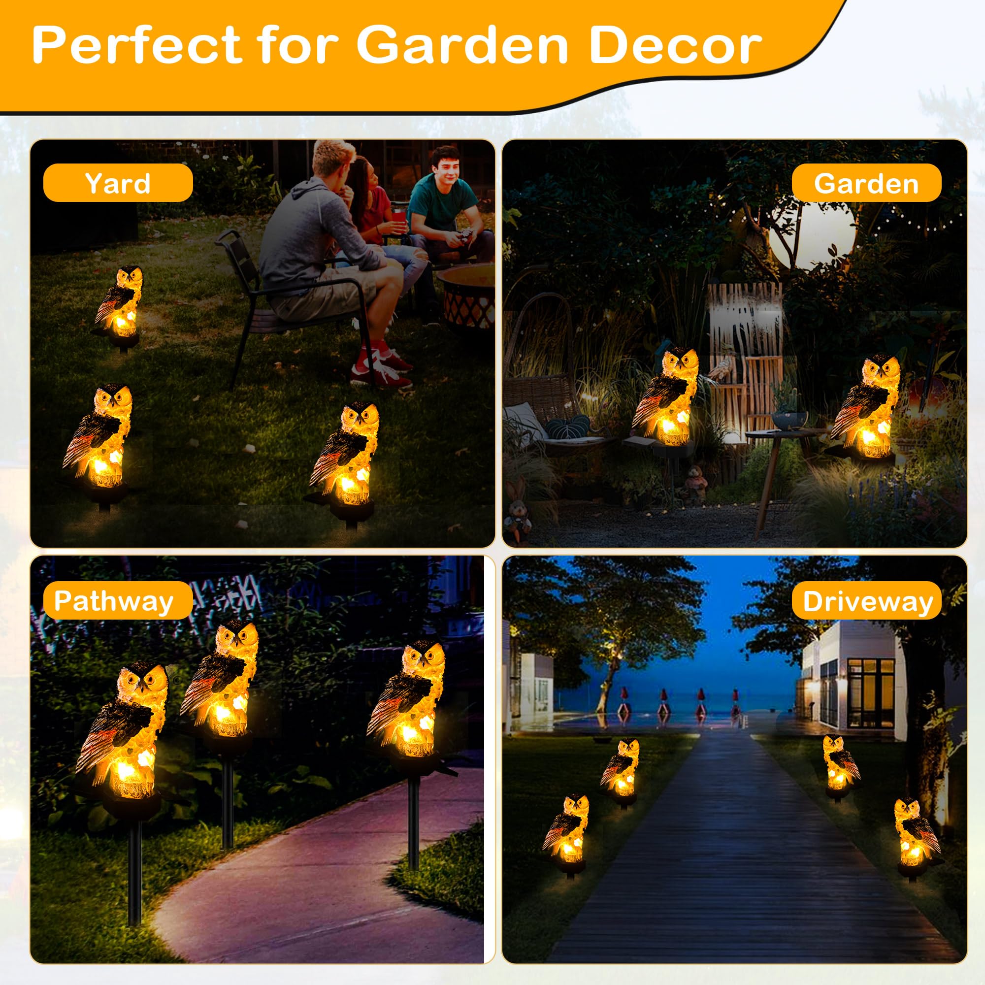 Kimhy Owl Solar Lights Outdoor Garden, Owl Solar Light Waterproof, Maintain Of 10 Hours Lighting Solar Lights Outdoor Owl For Yard, Patio, Lawn, Garden Decor, Pathway, Walkway Landscape