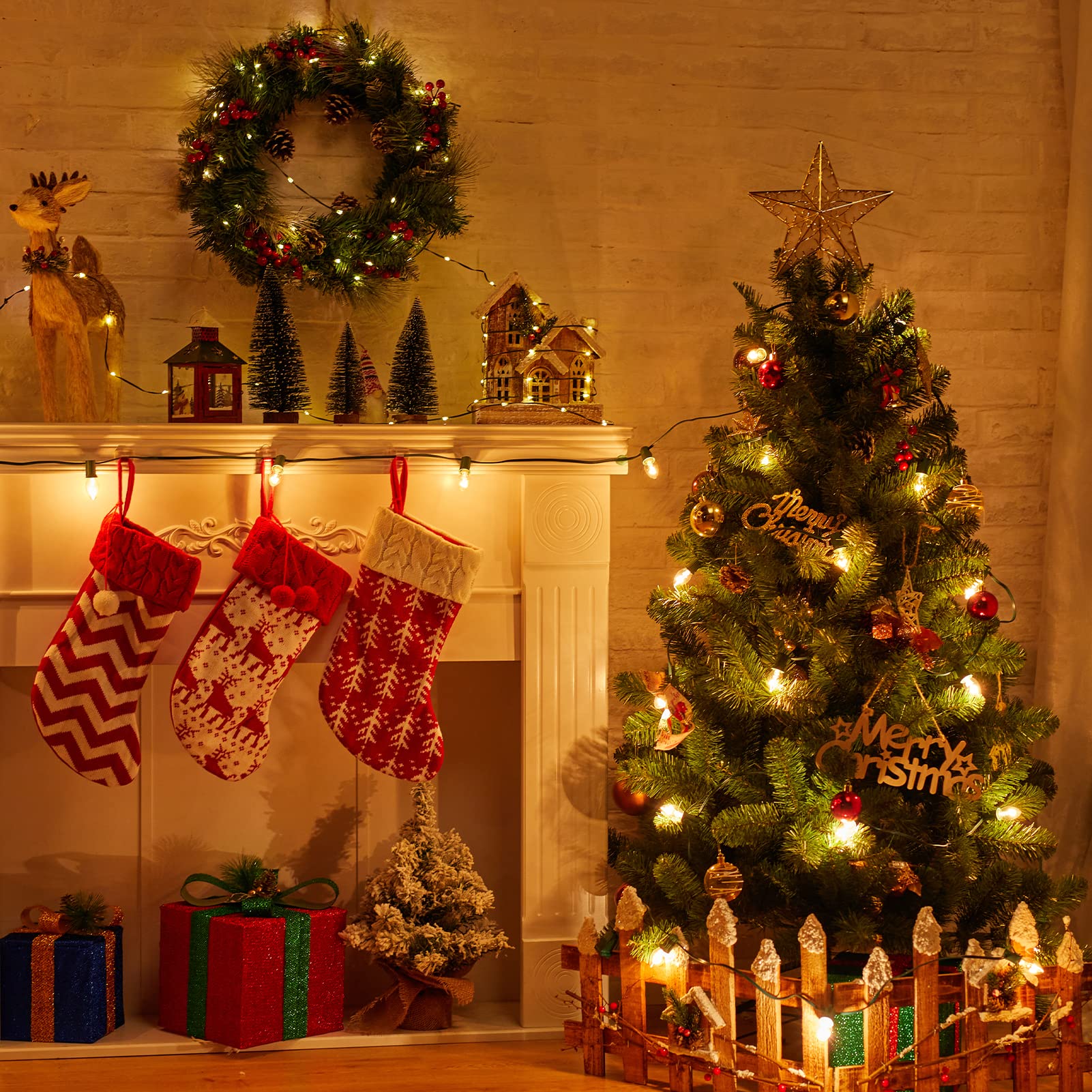 Minetom C7 LED Replacement Bulbs, Warm White Transparent, Shatterproof, 50 Count, C7/E12 Base for Christmas Lights