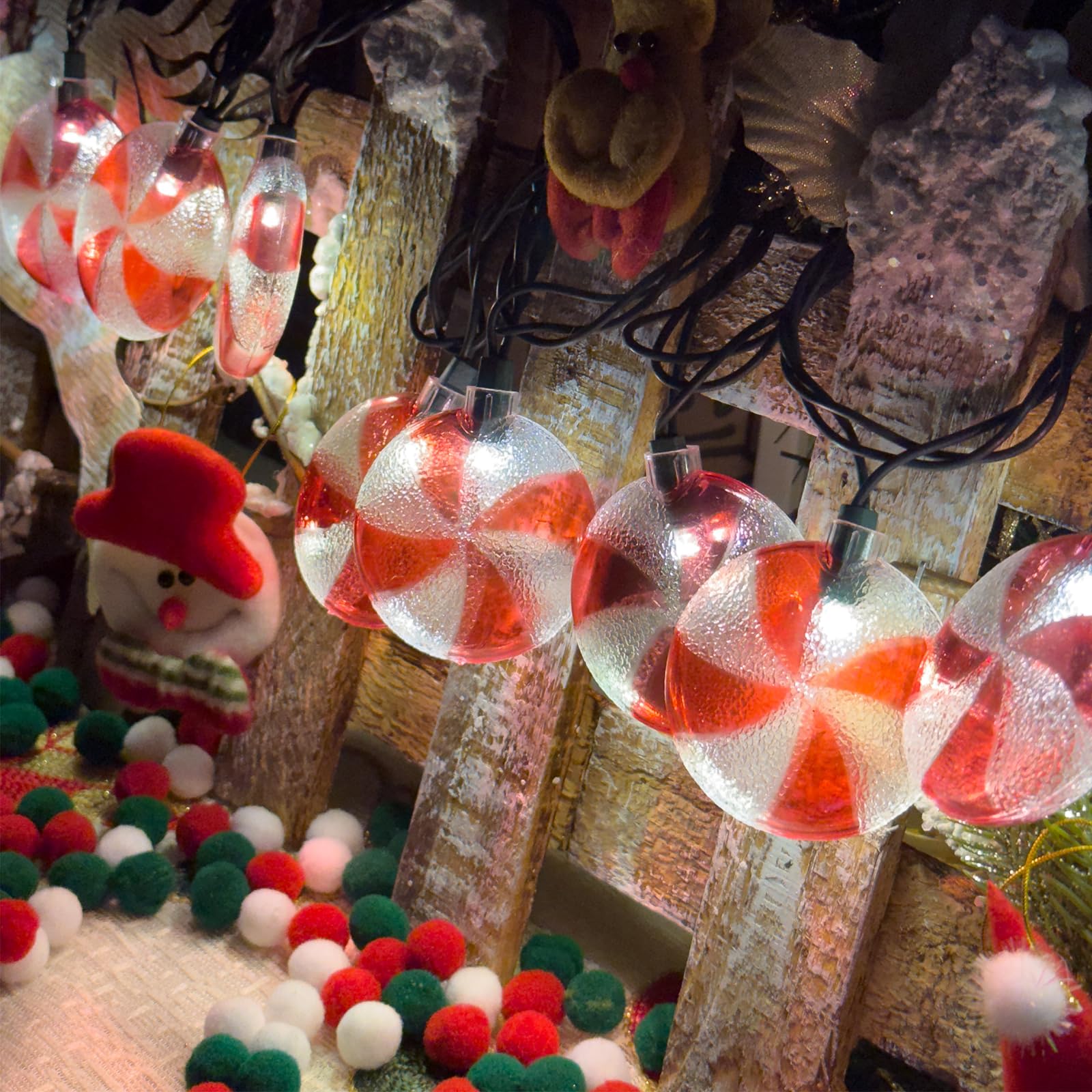 8.5Ft Christmas Candy String Lights Outdoor, 10 Led Christmas Red White Candy Corn Lights For Indoor & Outdoor Christmas Decorat