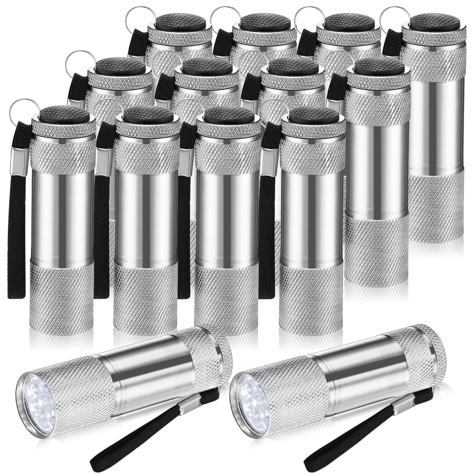 VIHOSE Mini Flashlights, 12 Pcs Bulk, Bright Aluminum Handheld LED, Small Size, Silver