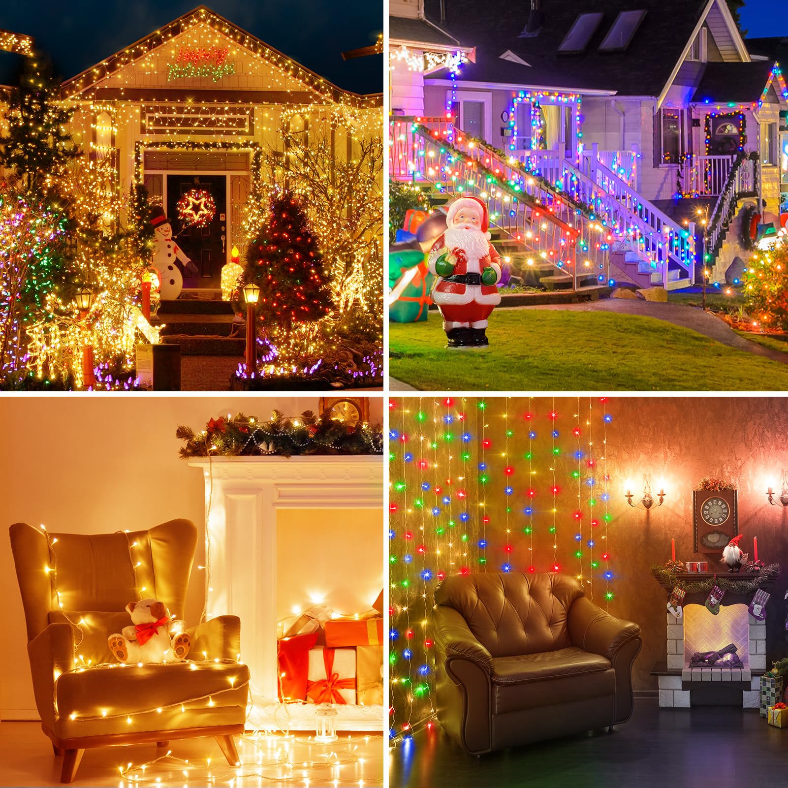 Knonew 720 Led 337Ft Christmas Lights Outdoor Clear Wire Color Changing String Lights With 11 Modes & Timer Dimmable Fairy Light For Xmas Tree Roof Yard Wedding Decorations(Warm White To Multicolor)