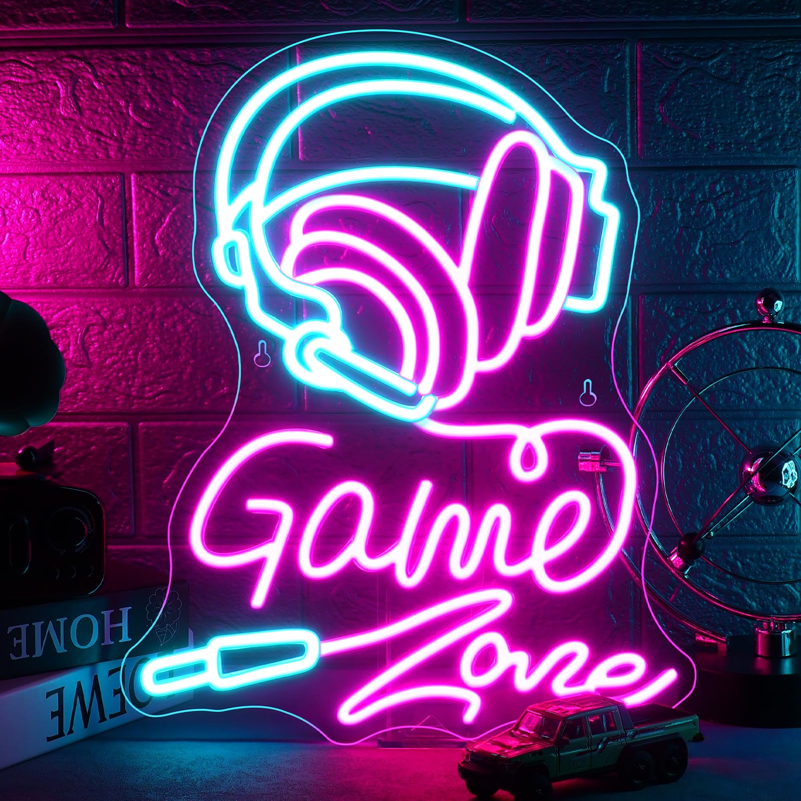 gamerneon Neon Sign for Wall Decor, LED Light, Acrylic, 12.59in x 15.75in, Colorful, Game Zone Design
