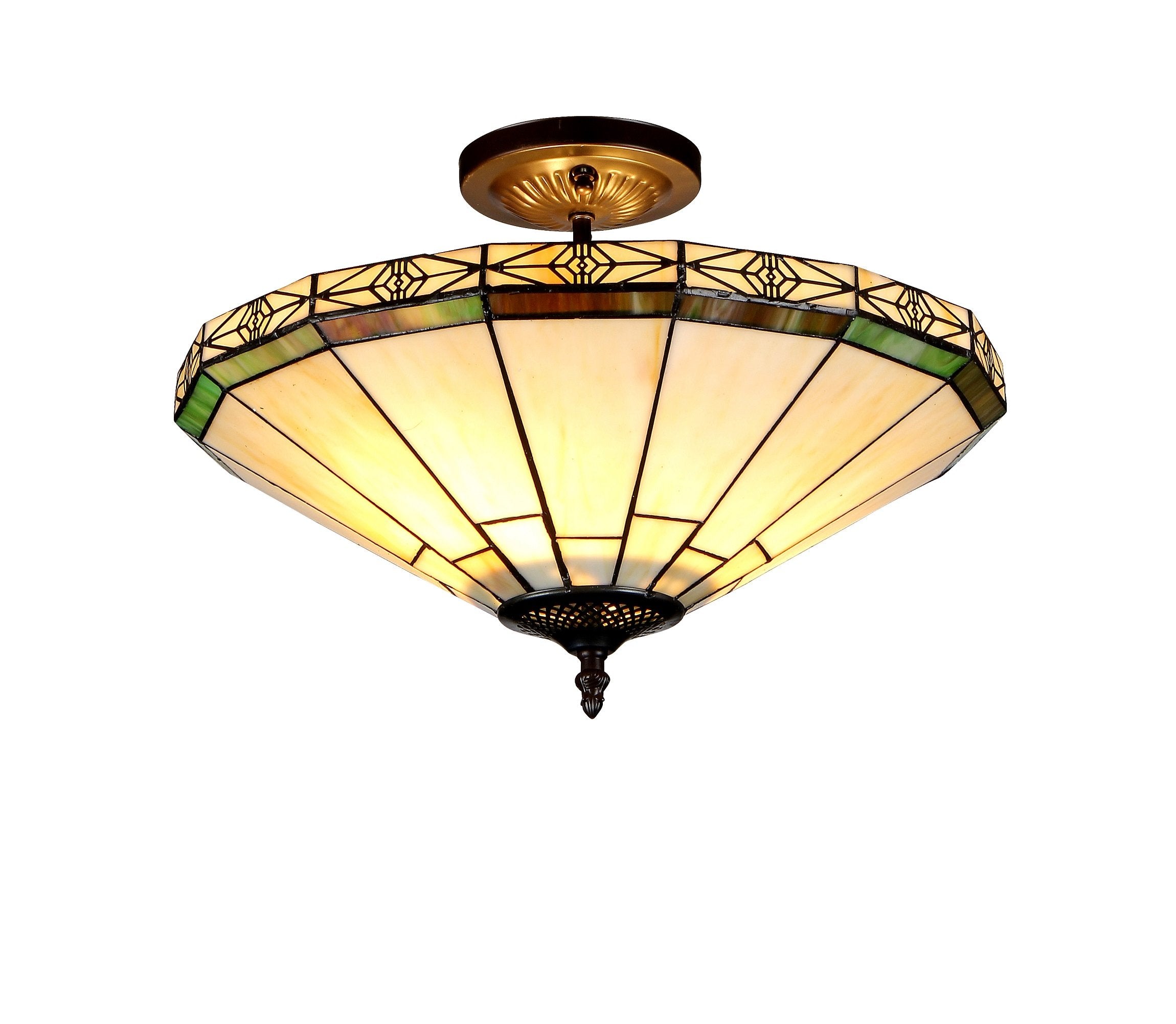CHLOE Belle Tiffany Style Mission 2-Light Ceiling Fixture, Bronze, Metal, 11.2 x 15.9 x 15.9in, Model CH31315MI16-UF2