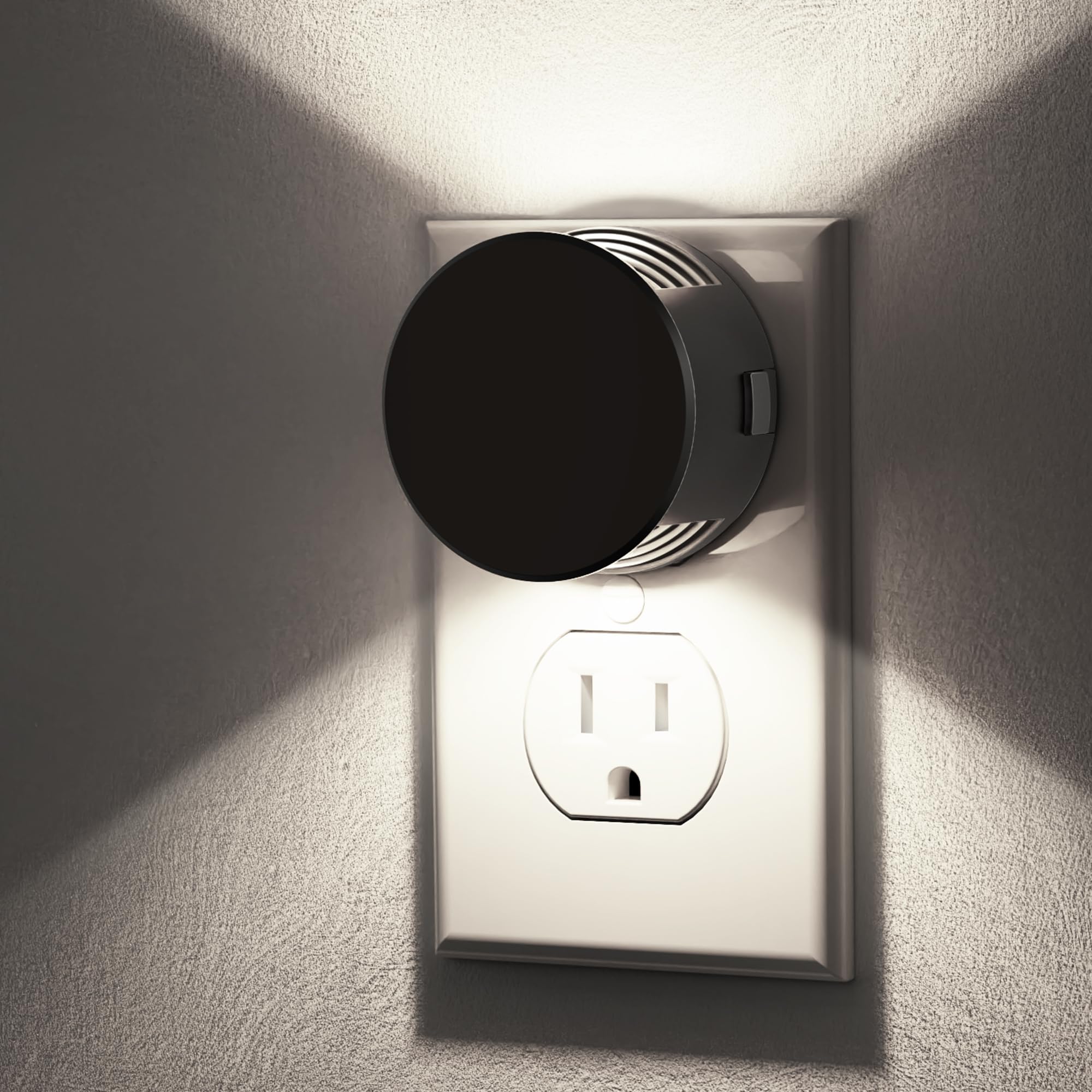 Briignite Night Lights Plug into Wall, Dusk to Dawn Sensor, Brightness Adjustable, 5000K Daylight White, 2 Pack, White - Black Shade
