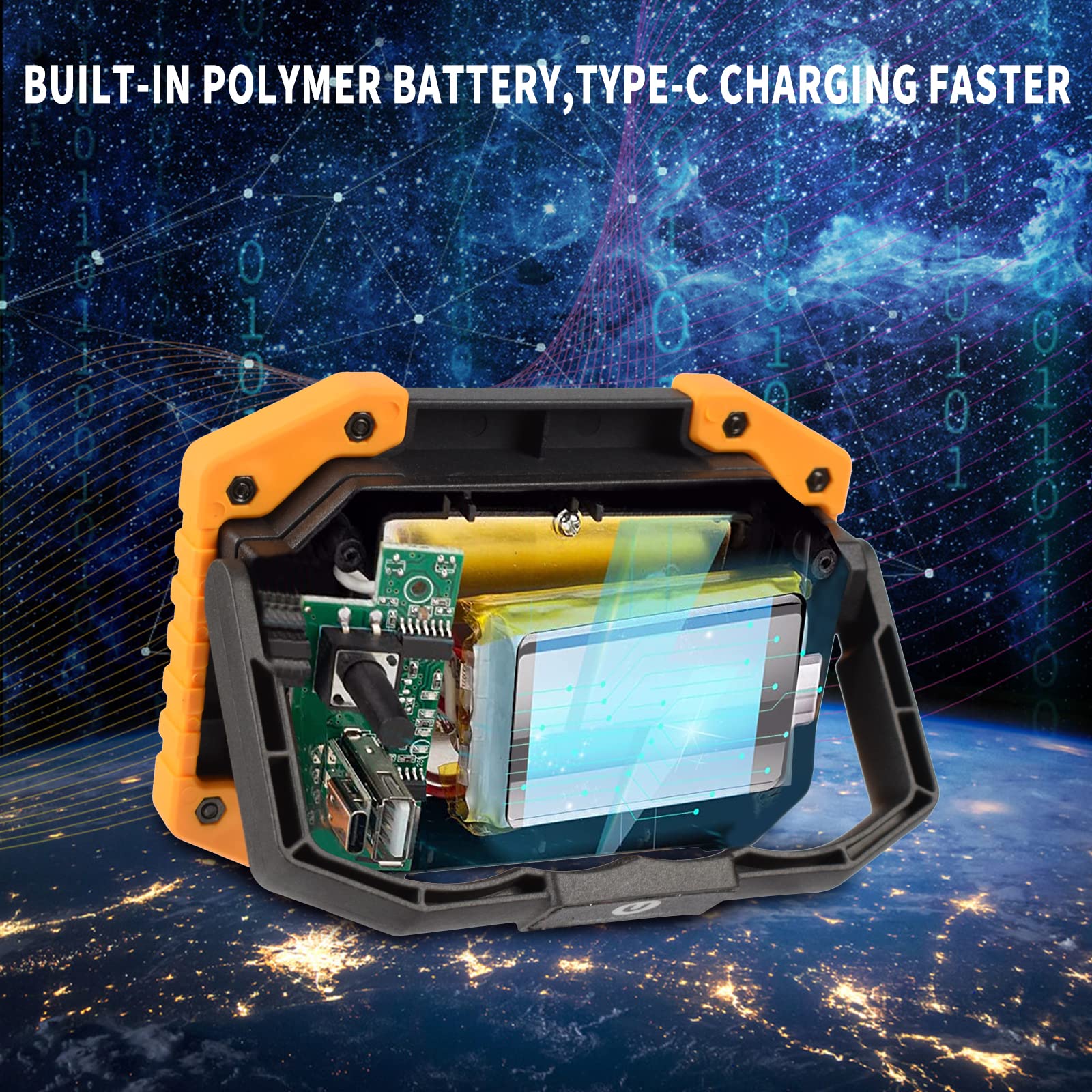 Otyty Work Light Rechargeable, Led Work Light Portable Flood Lights Magnetic Led Light For Outdoor Camping Hiking Emergency Car Repairing Job Site Lighting 2 Pack (W840 Yellow)