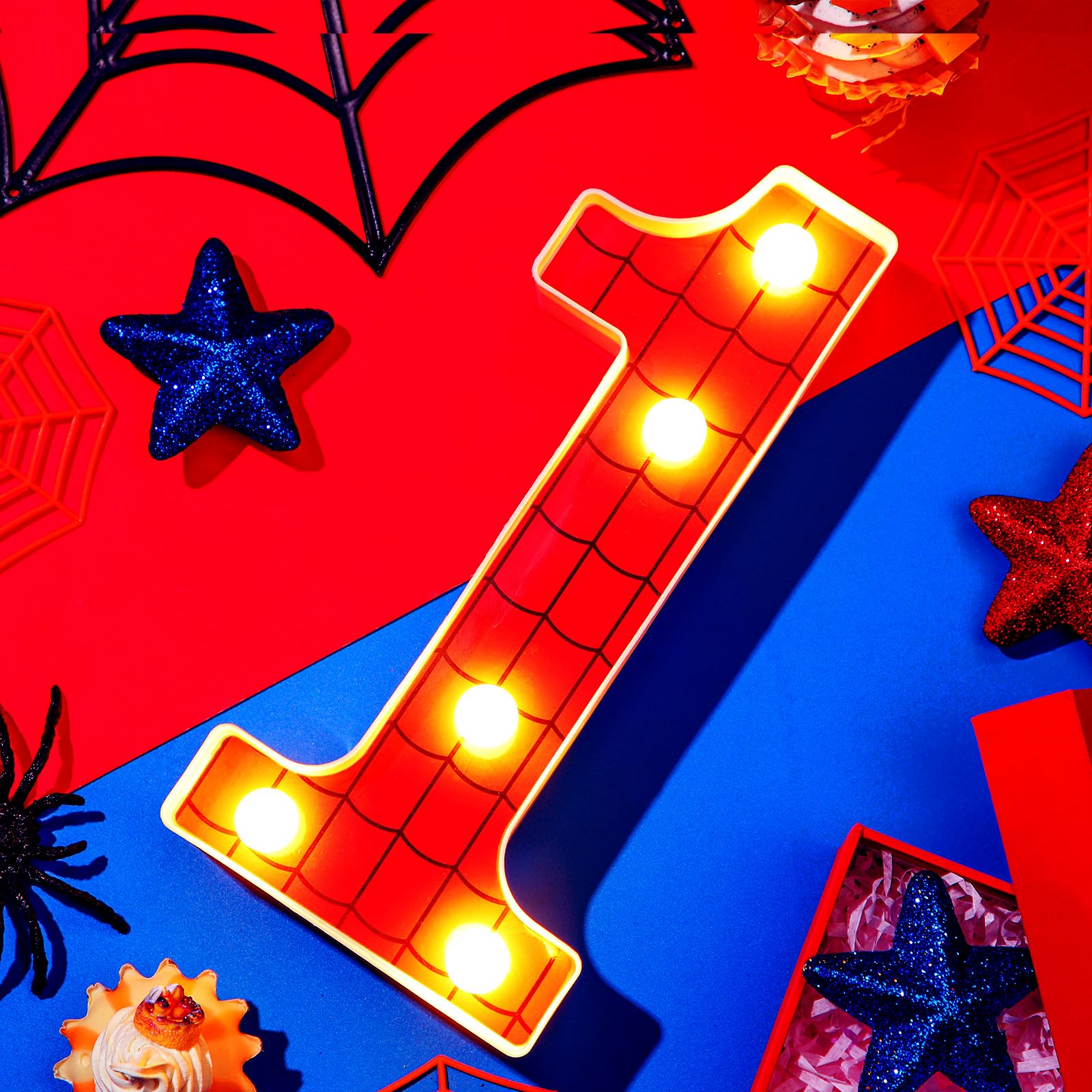 VIHOSE Spider LED Number 1 Light, 8.7" Polypropylene Birthday Decoration, As Shown, Perfect for Kids Parties and Baby Showers