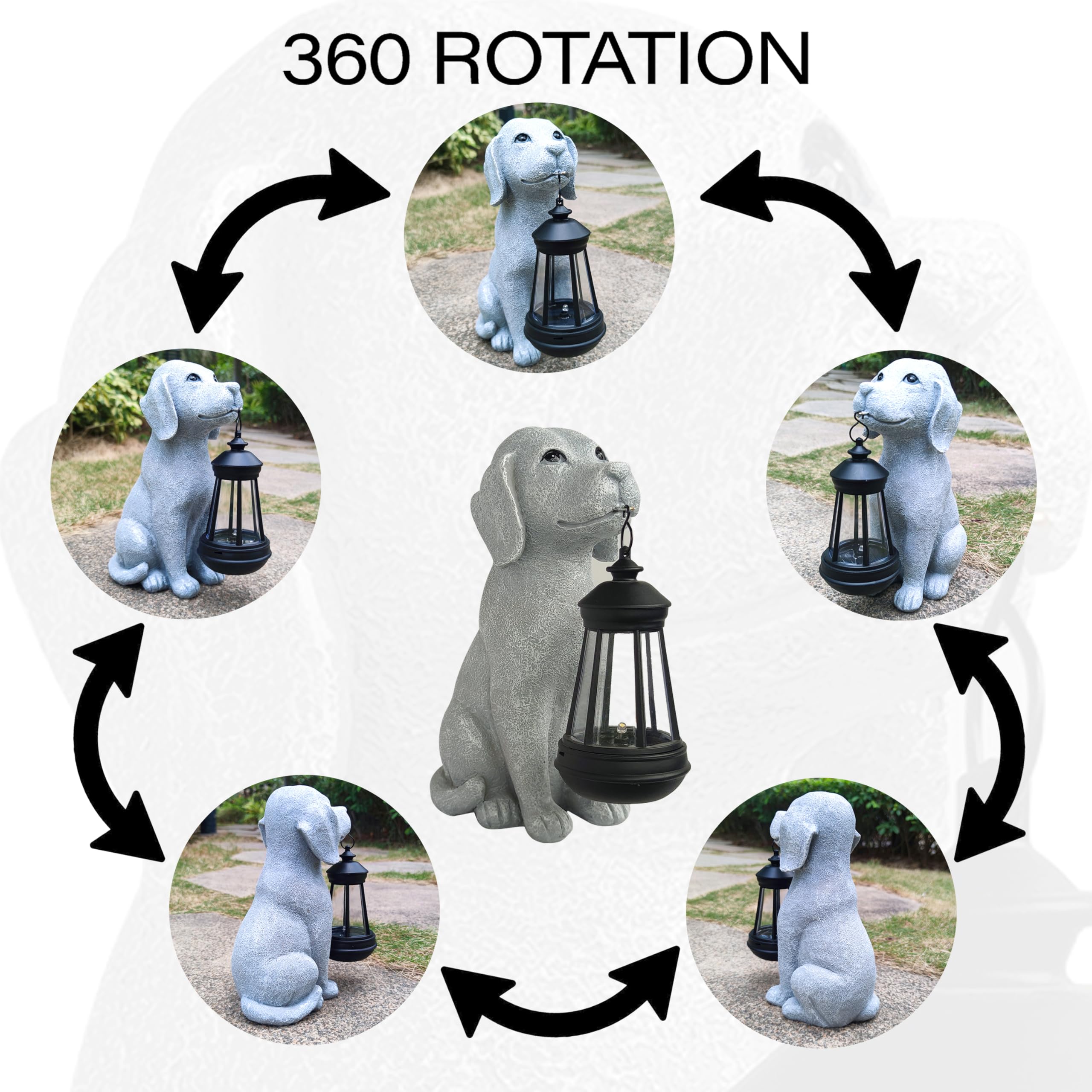 Dog Solar Garden Statues,Resin Dog Figurine Decorations With Solar Lights Lantern, Outdoor Decor Art For Lawn,Yard,Unique Housew