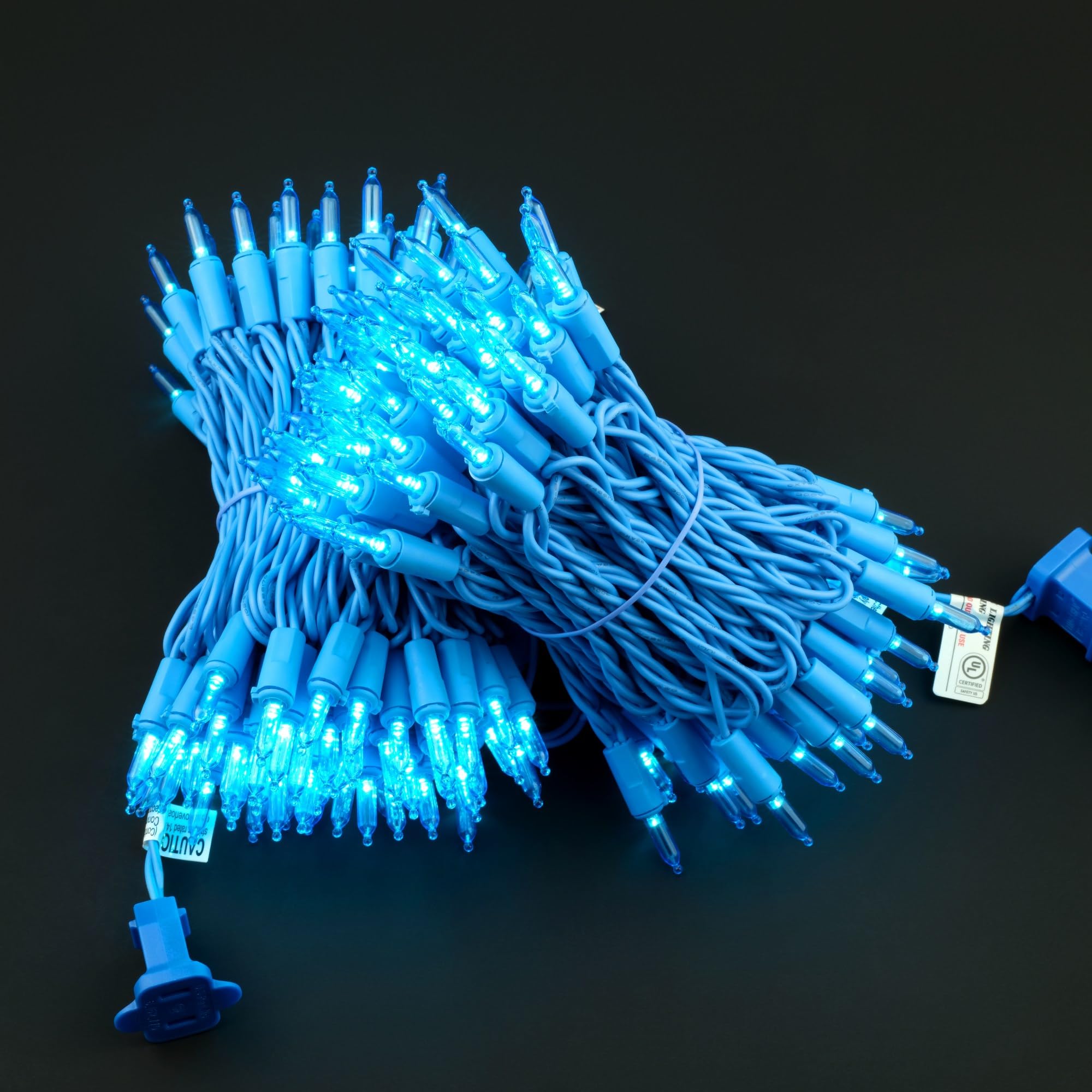 Yuletime 200 Blue Led Christmas Lights - 33Ft, 100 Lights, Ul Certified, Blue Wire, Pack Of 2 Strands