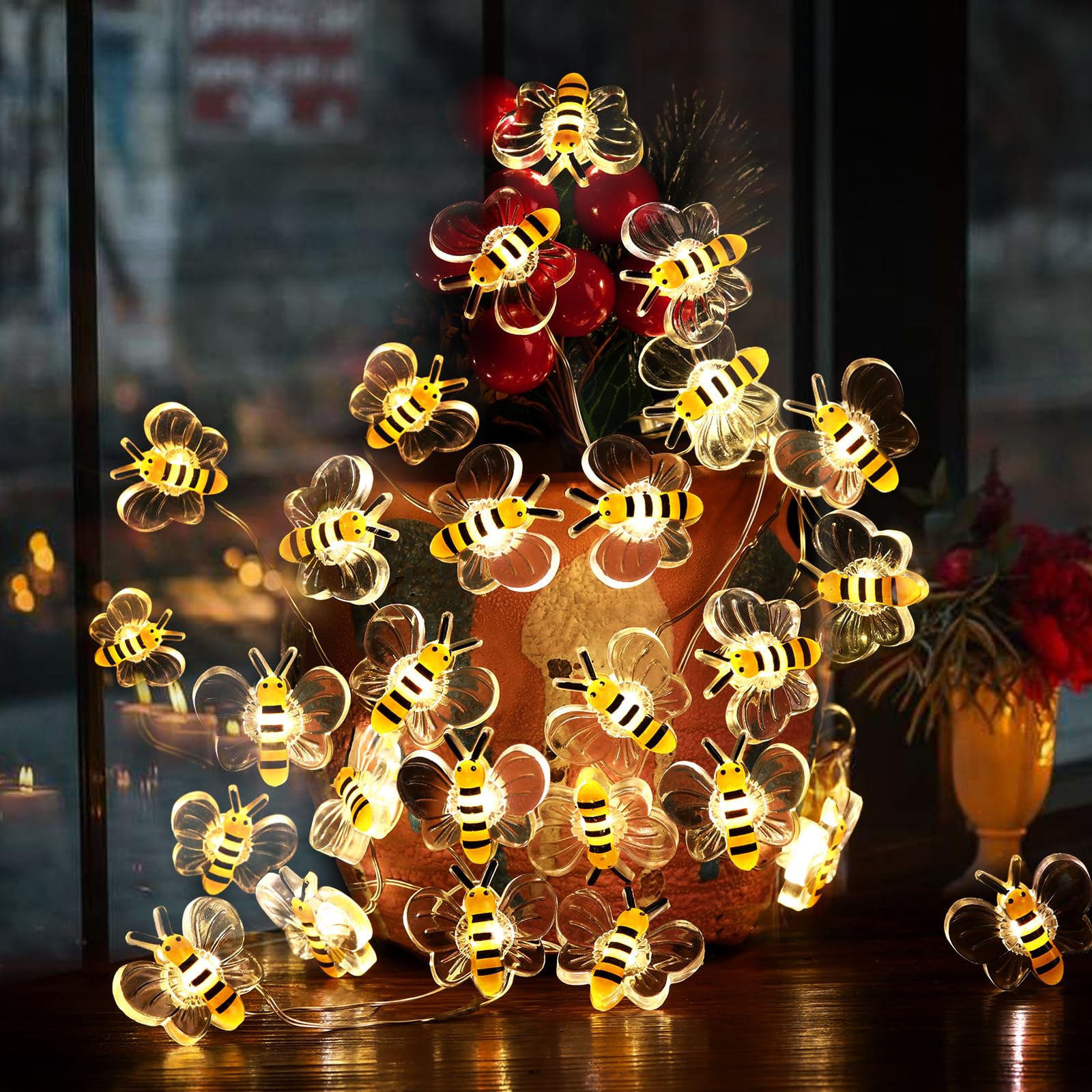 Coquimbo 10Ft Bee String Lights, 30 Led Fairy Lights, Battery Operated, Perfect For Decor