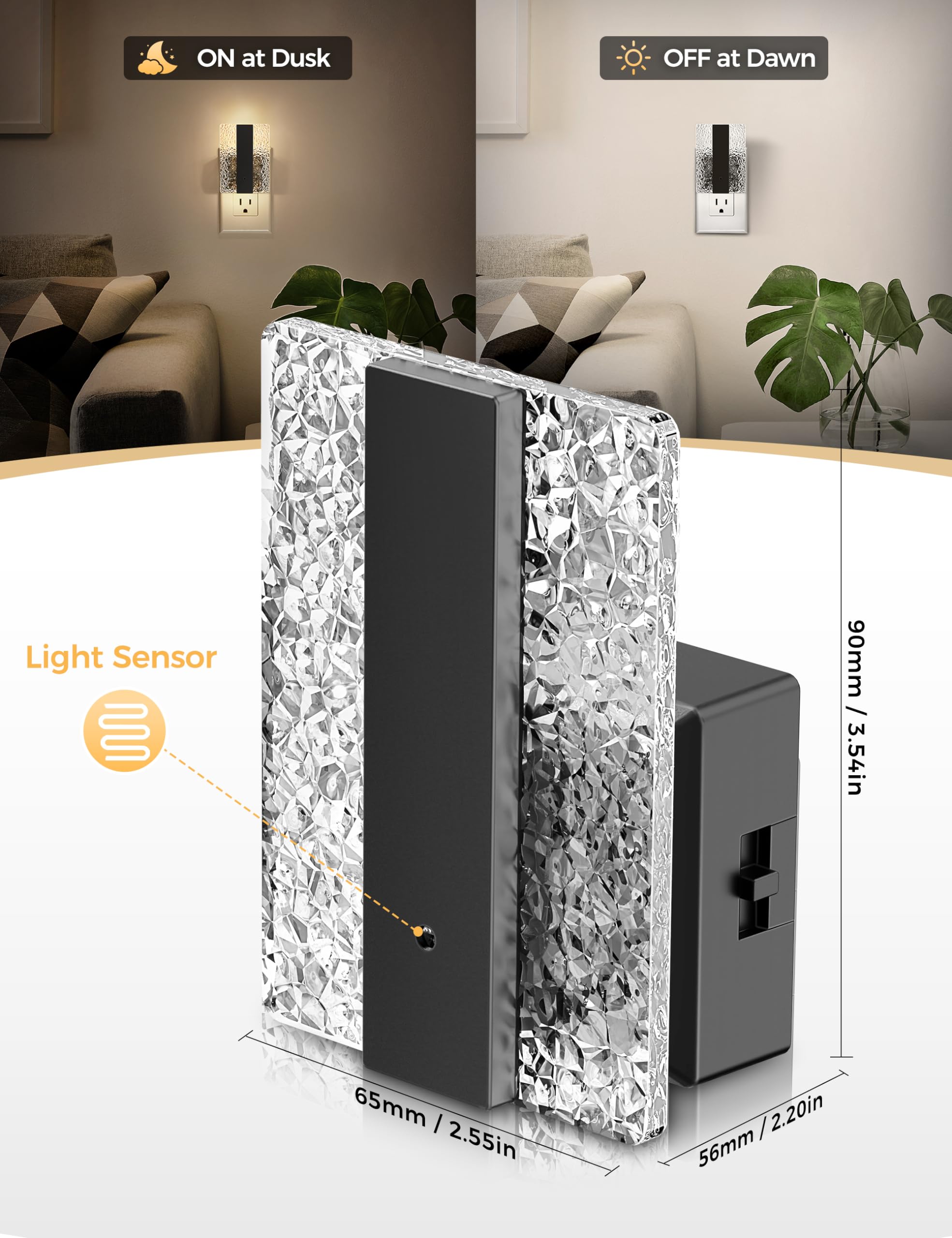 Doresshop Led Night Lights Plug Into Wall, Decorative Night Light With Dusk-To-Dawn Sensor, Dimmable Nightlights, Adjustable Bri