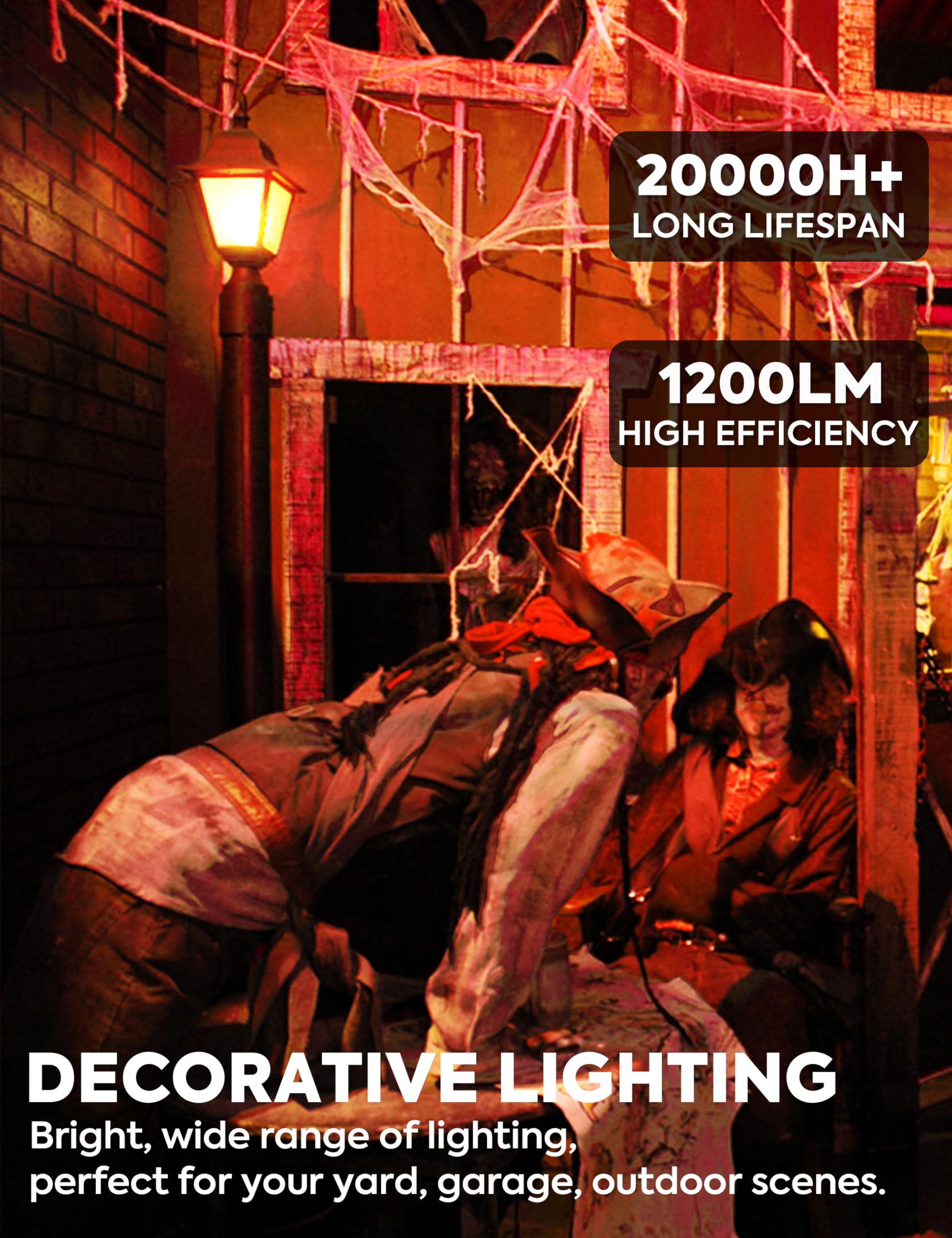 Nouscan PAR38 Orange LED Flood Light Bulbs, 15W 1200LM, Non-Dimmable, 2 Pack for Halloween, Christmas, Thanksgiving