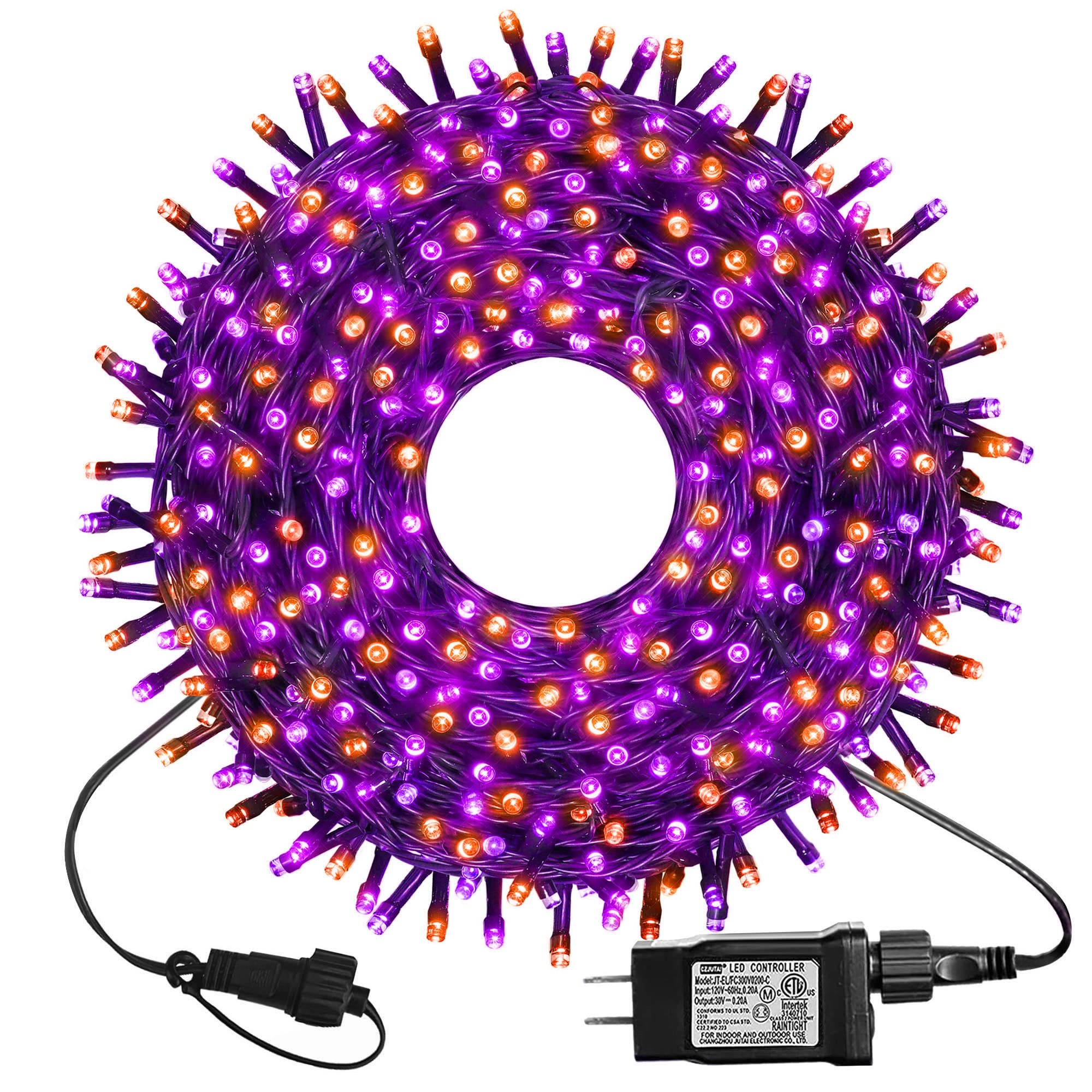 kemooie 300 LED Halloween Lights, 99FT, 8 Lighting Modes, Waterproof, Orange & Purple