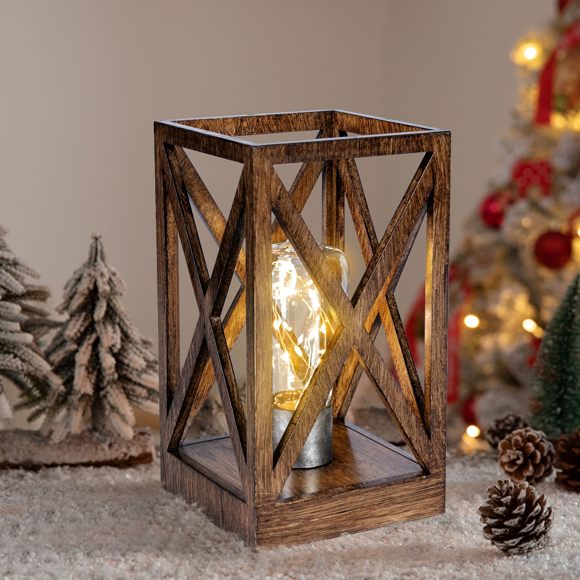 WINGBO Retro Battery Powered Table Lamp, Portable Cordless Design, Faded Brown Finish, 1pc, Indoor/Outdoor Use