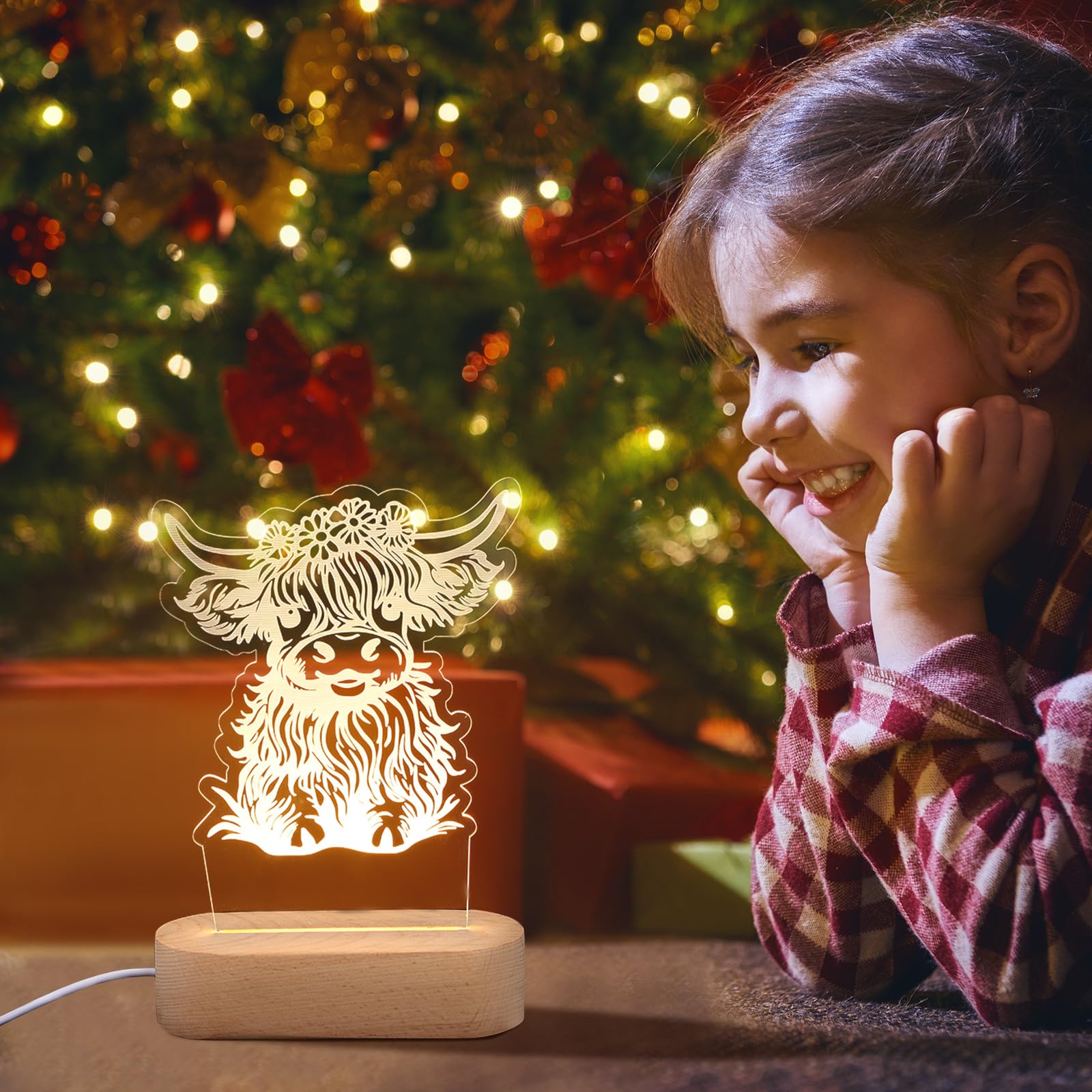 Dreyoo Night LED Light Acrylic Cute Nursery Night Lamp Christmas Bedside Lamp Decor Funny Animal Gifts for Girls Boys Teens(High