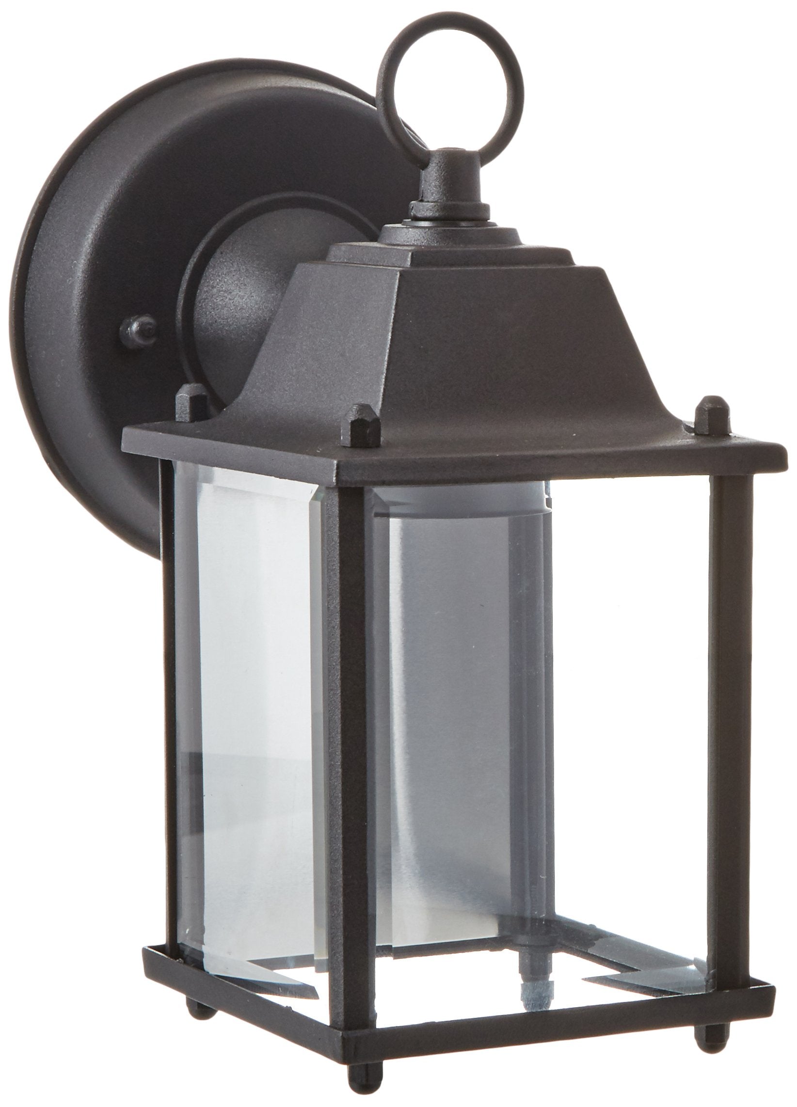 TRANS GLOBE Traditional Outdoor Wall Lantern, Glass, Model 40455 BK, Black