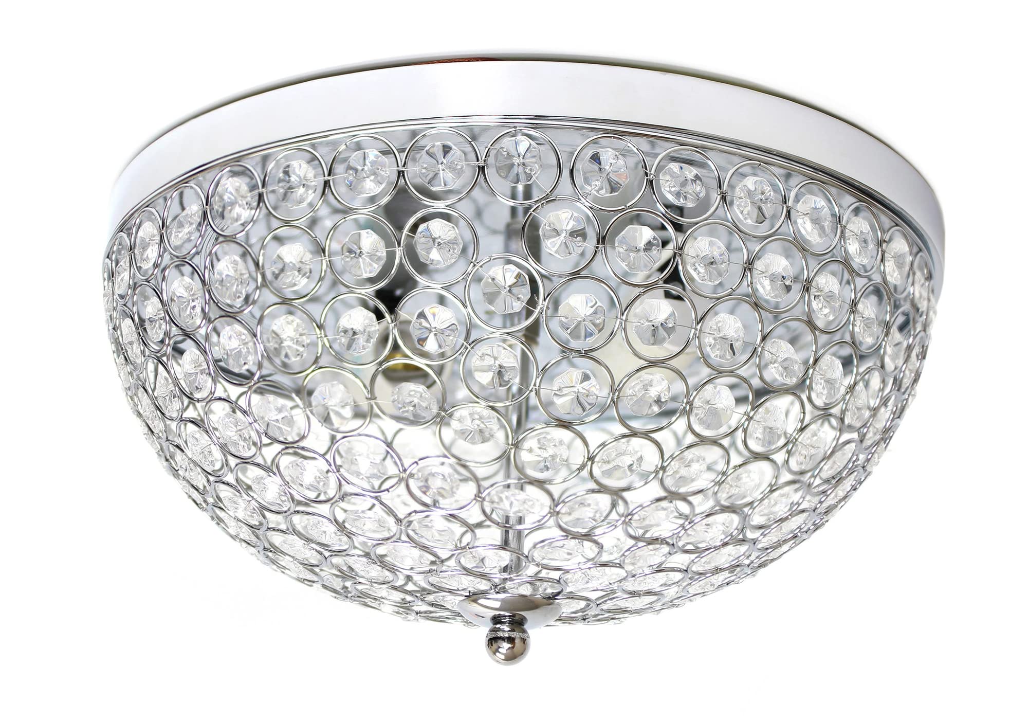 LALIA HOME Crystal Glam Ceiling Flush Mount Light, 2 Light, Chrome, Model LHM-2000-CH