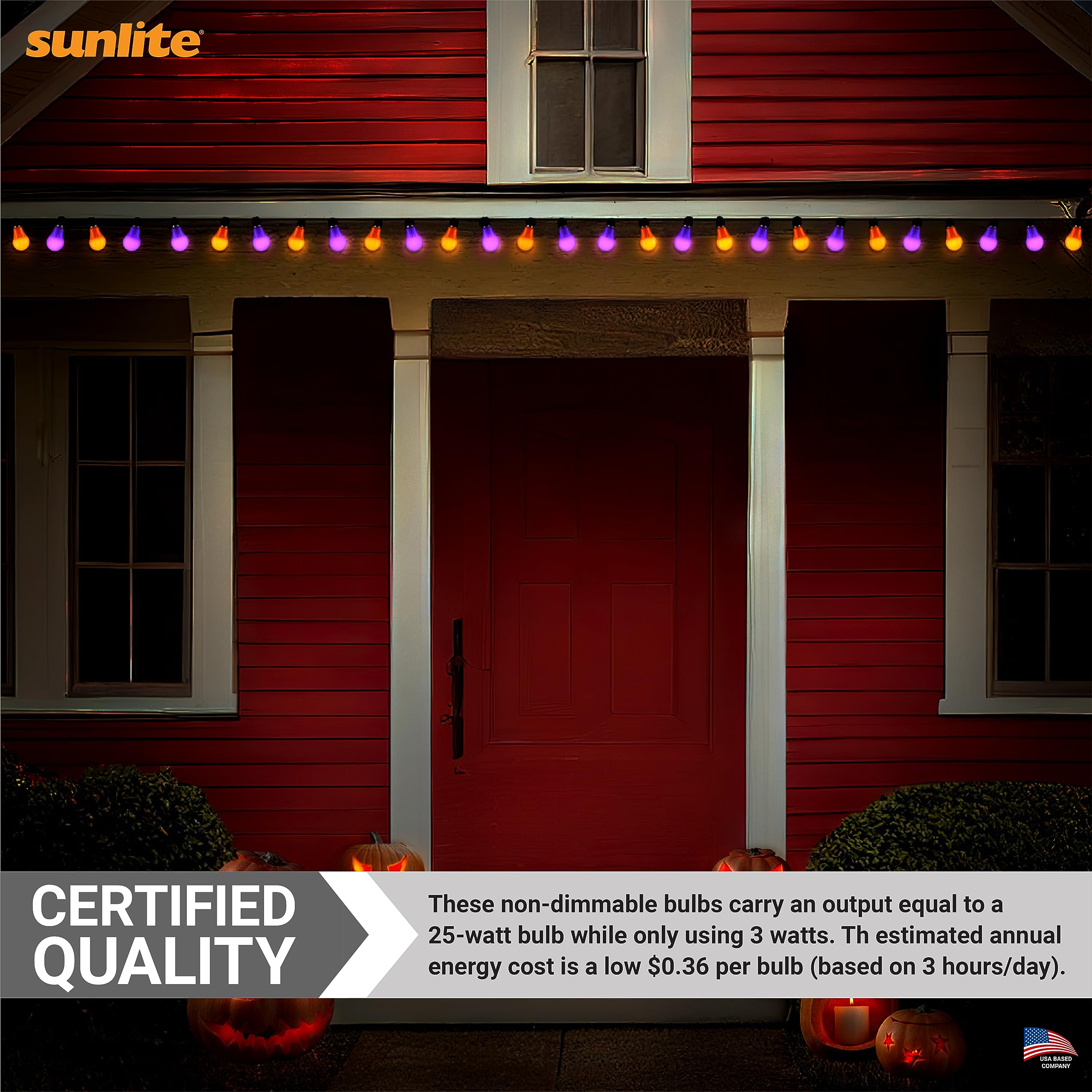 Sunlite 41521-Su Led Decorative 3 Watt (25W Equivilant) Holiday Light Bulb, Halloween Lighting, 120 Volt E26 Medium Base, Non-Di