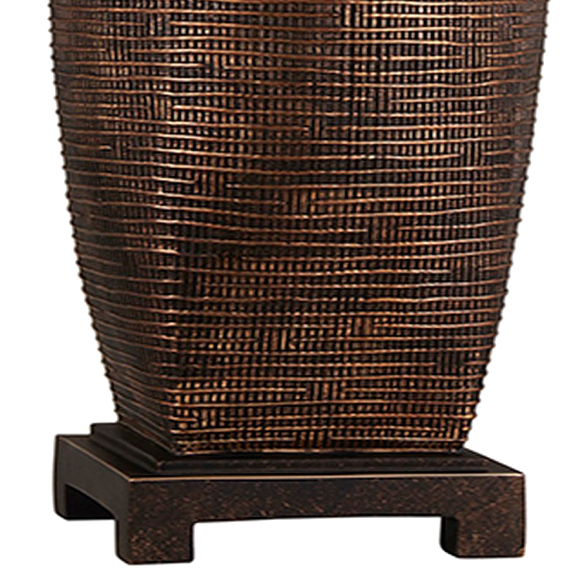 Benzara Table Lamp - Polyresin Urn Shape Base, Brown, Model BM240304, Metal & Fabric