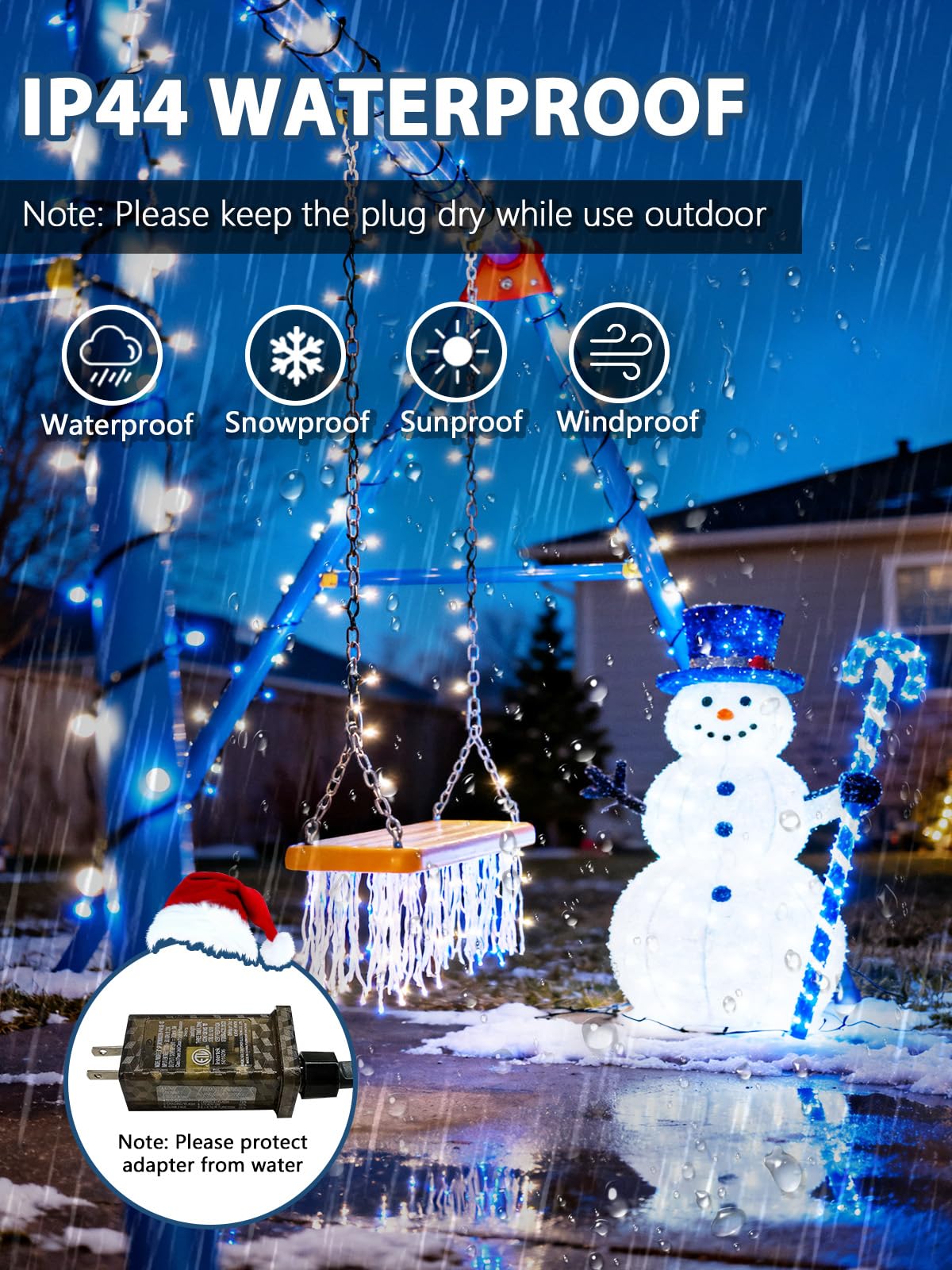 Voice Controlled Christmas Lights With Remote  99 Ft 300 Led String Lights Indoor Outdoor With 12 Modes 3 Timers  Dimmable Twinkle Light Plug In Waterproof For Xmas Tree Party Decor  White And Blue