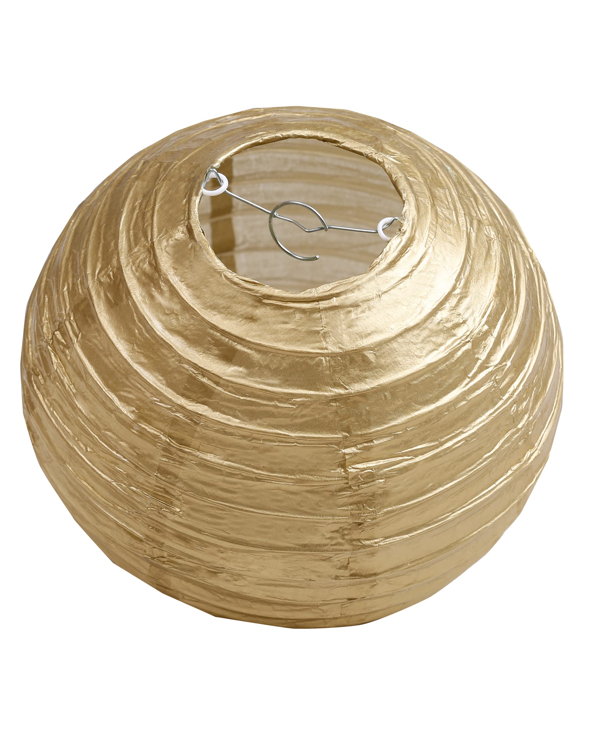 Matissa Pack Of 3 Round Paper Lanterns Lamp Wedding Birthday Party Decoration (Gold, 12''/30Cm)