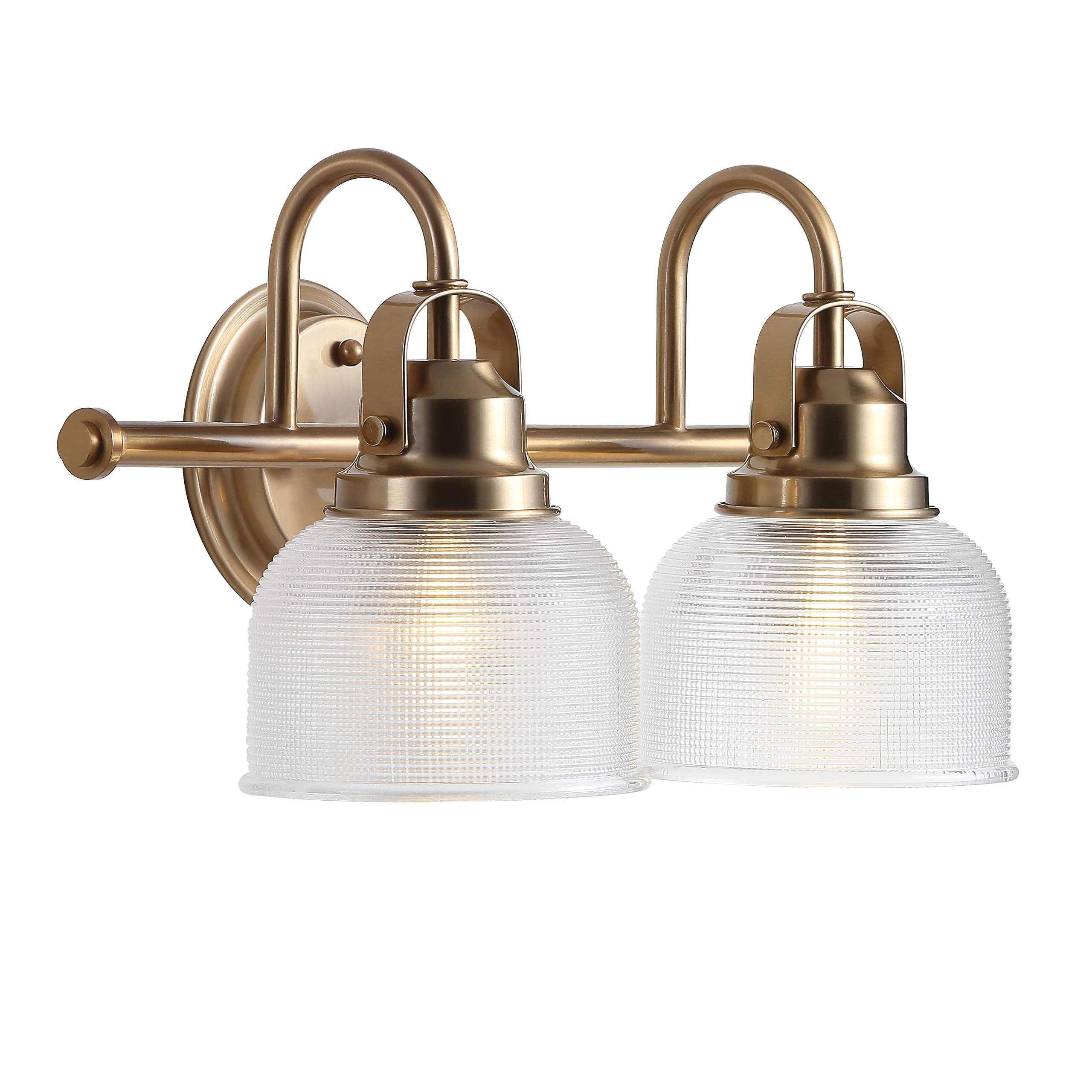 JONATHAN Y Virginia 2-Light LED Vanity Light Brass Gold Metal Glass JYL7408B