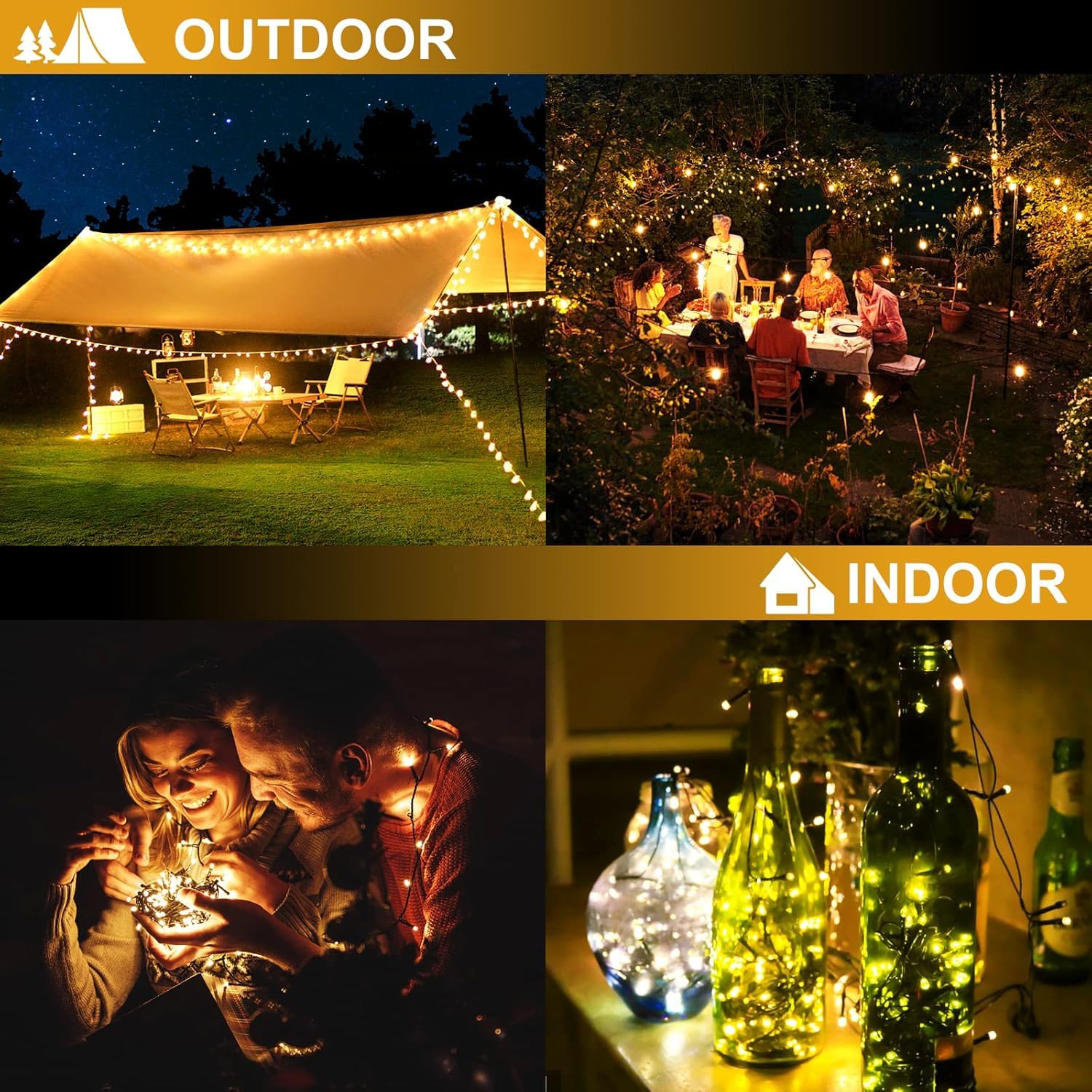 Quntis Battery Powered Christmas Lights Outdoor, 132Ft 300 Led Battery Christmas String Lights Waterproof 8 Modes Xmas Tree Ligh