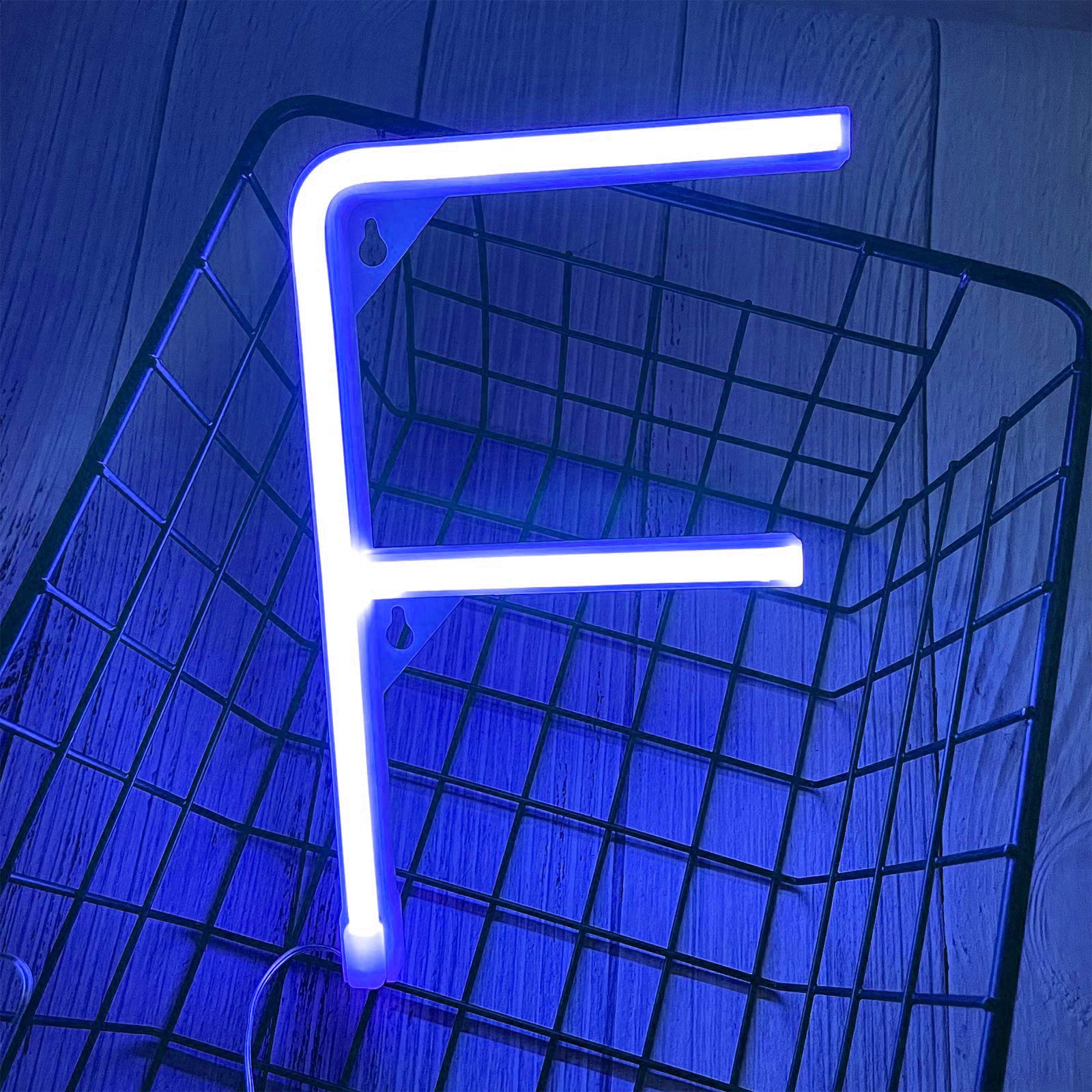 ENUOLI LED Blue Neon Letter Sign, Battery/USB Operated, Plastic Marquee Light, Model nNH.F-B, Decorative Wall Decor for Kids Rooms