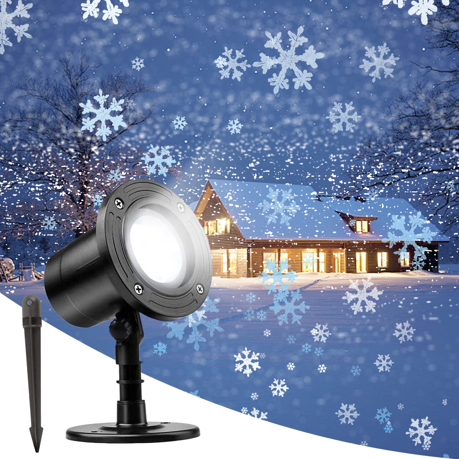 Forchic Christmas Snowflake Projector Lights, Weatherproof Led Outdoor Decorative Lighting